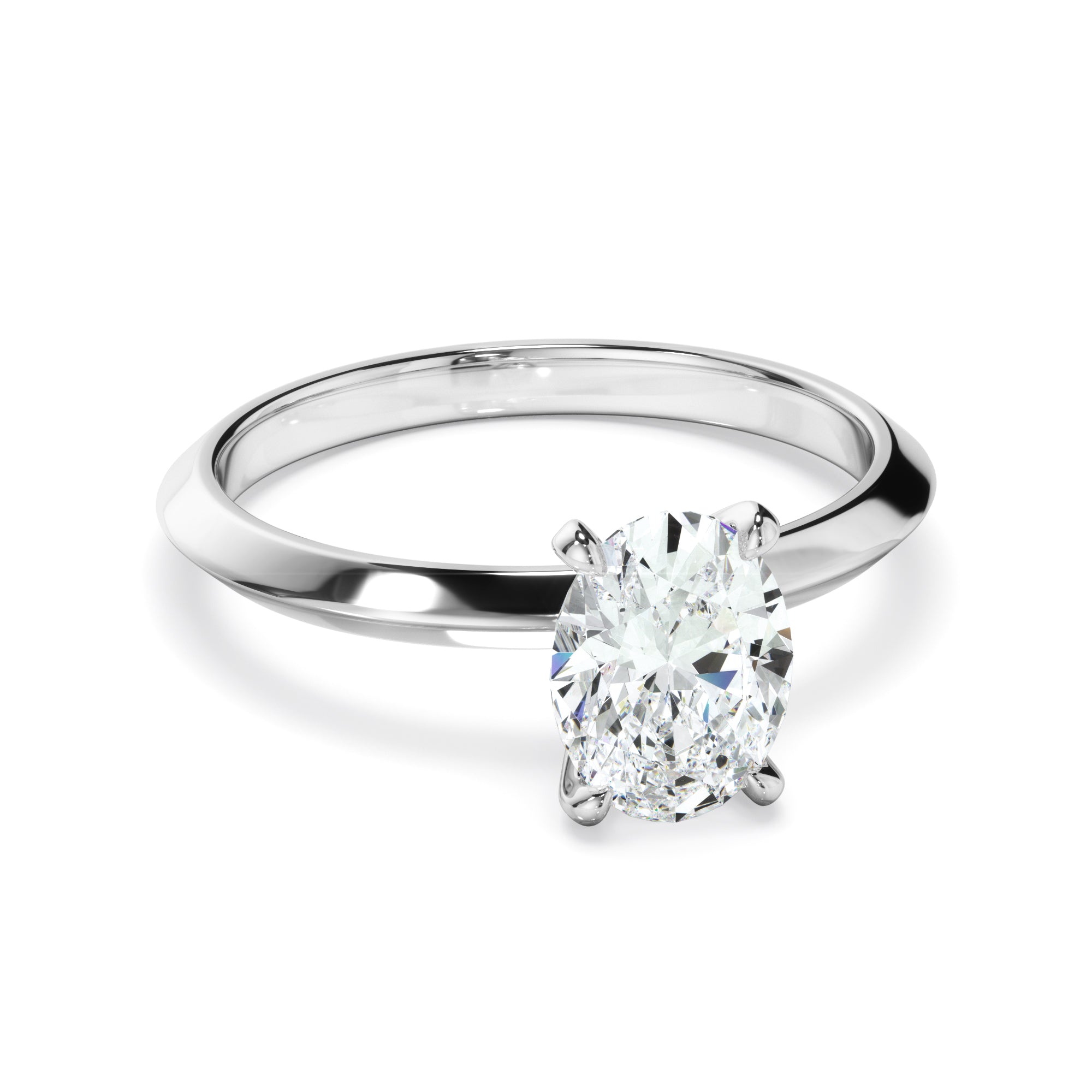 Rhea - Oval Cut Diamond Solitaire Knife Edge Engagement Ring