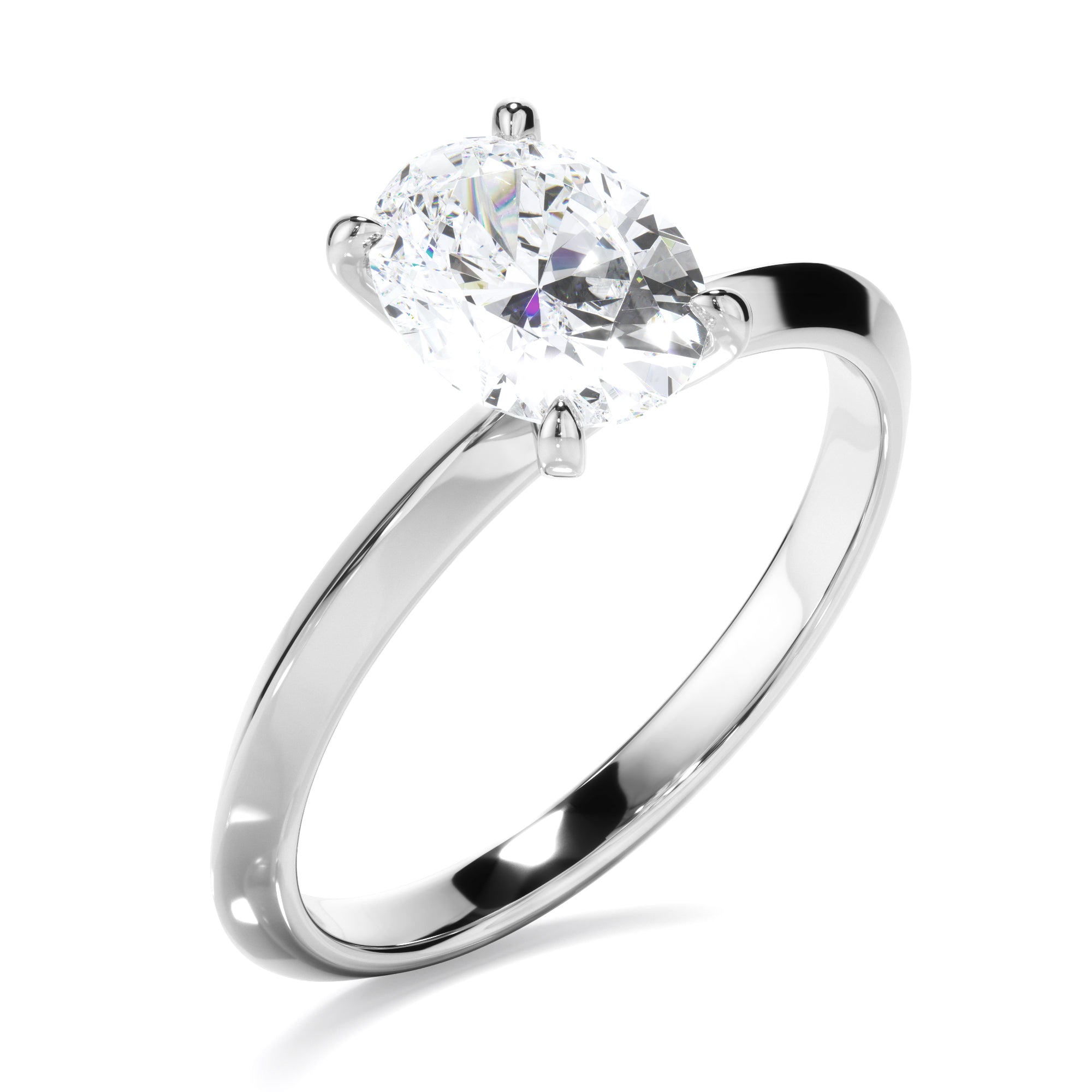Rhea - Oval Cut Diamond Solitaire Knife Edge Engagement Ring