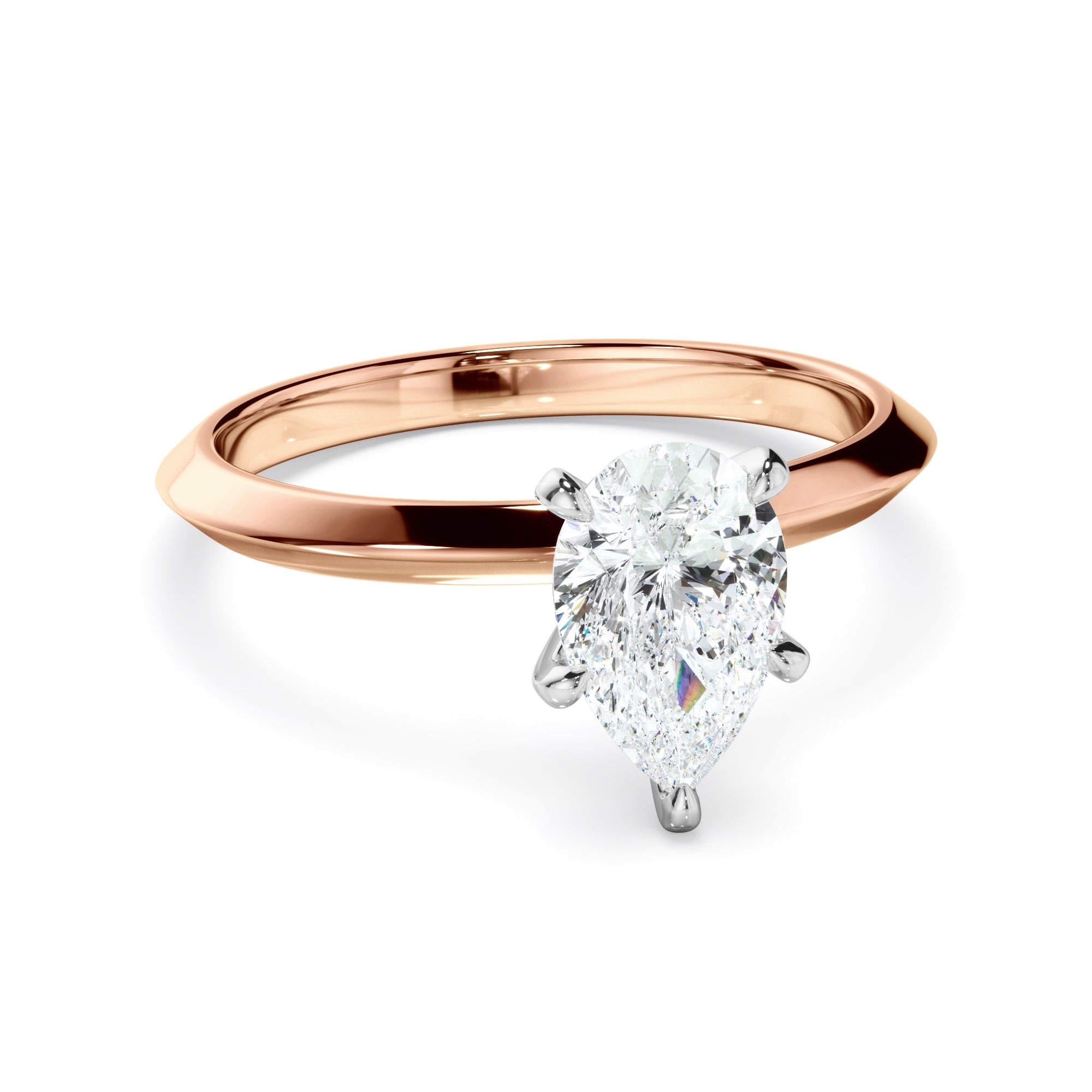 Zara - Pear Cut Diamond Solitaire Knife Edge Engagement Ring