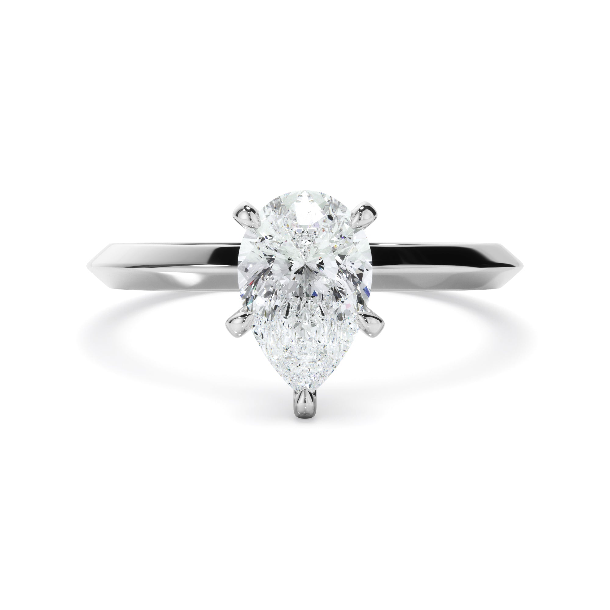 Zara - Pear Cut Diamond Solitaire Knife Edge Engagement Ring