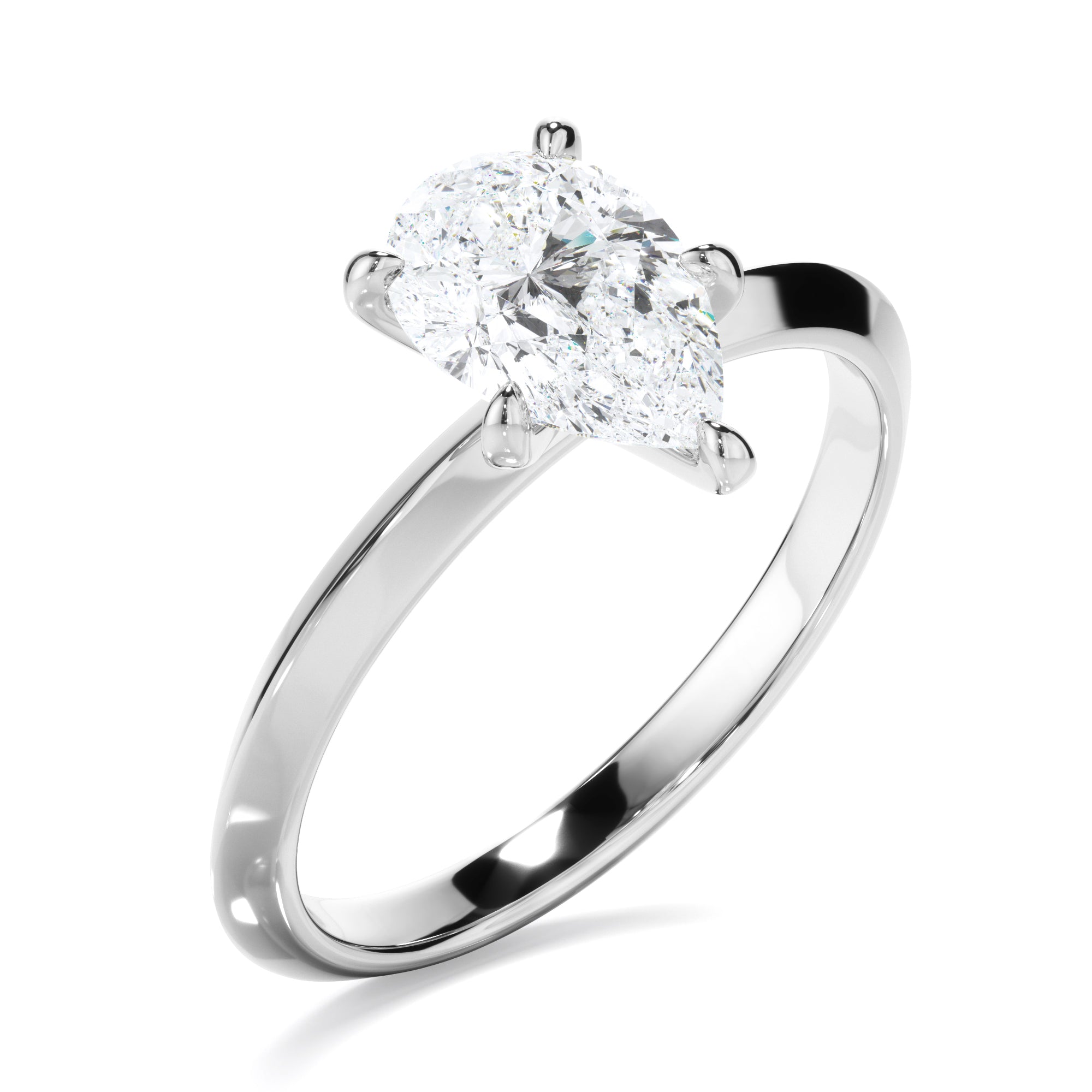 Zara - Pear Cut Diamond Solitaire Knife Edge Engagement Ring