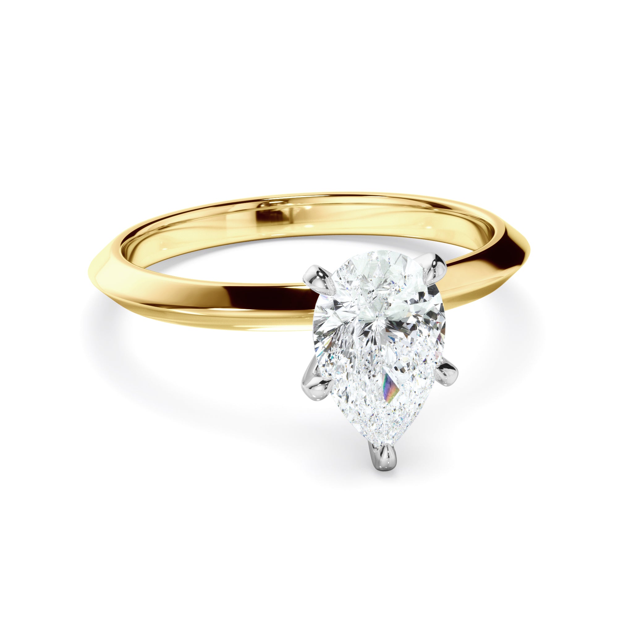 Zara - Pear Cut Diamond Solitaire Knife Edge Engagement Ring