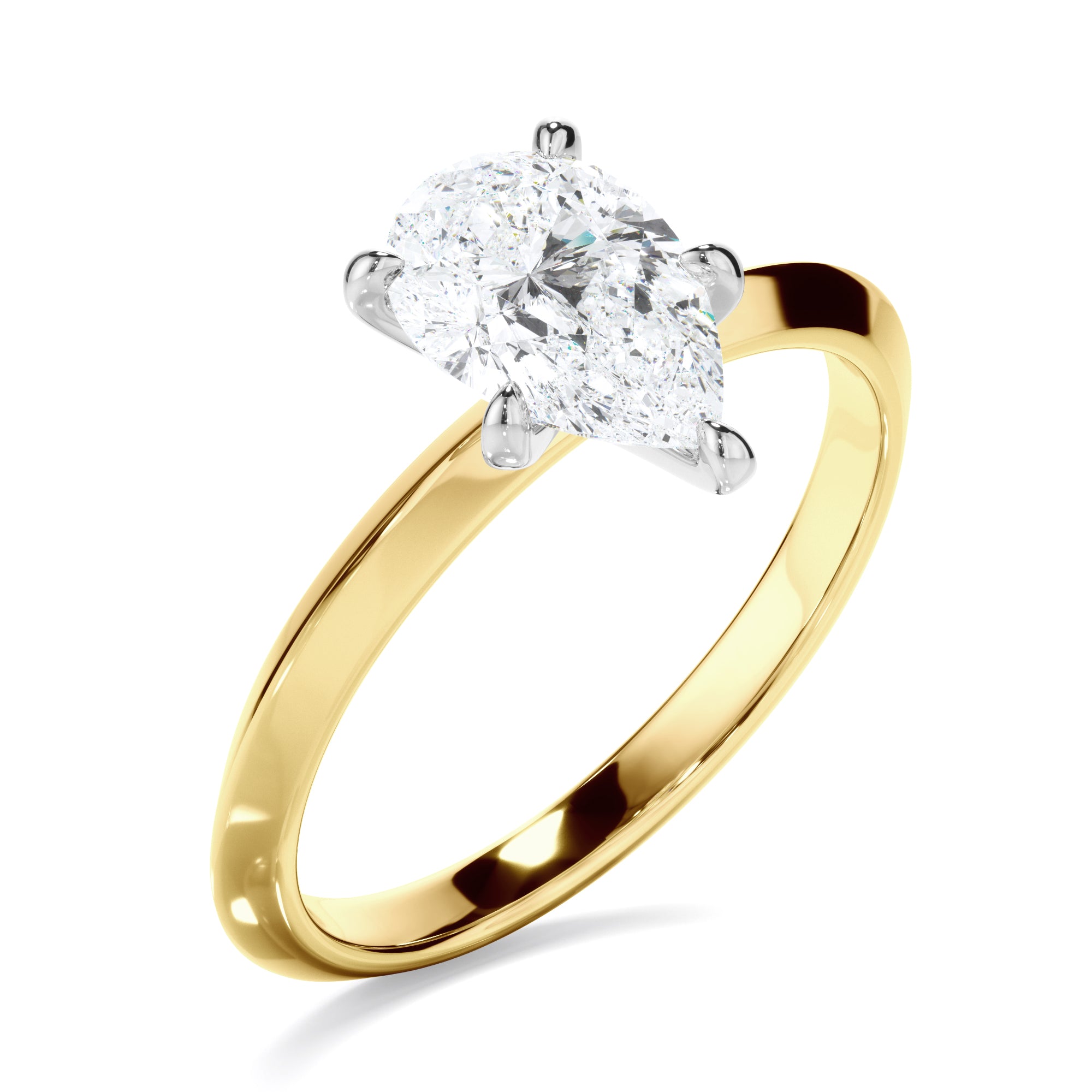 Zara - Pear Cut Diamond Solitaire Knife Edge Engagement Ring