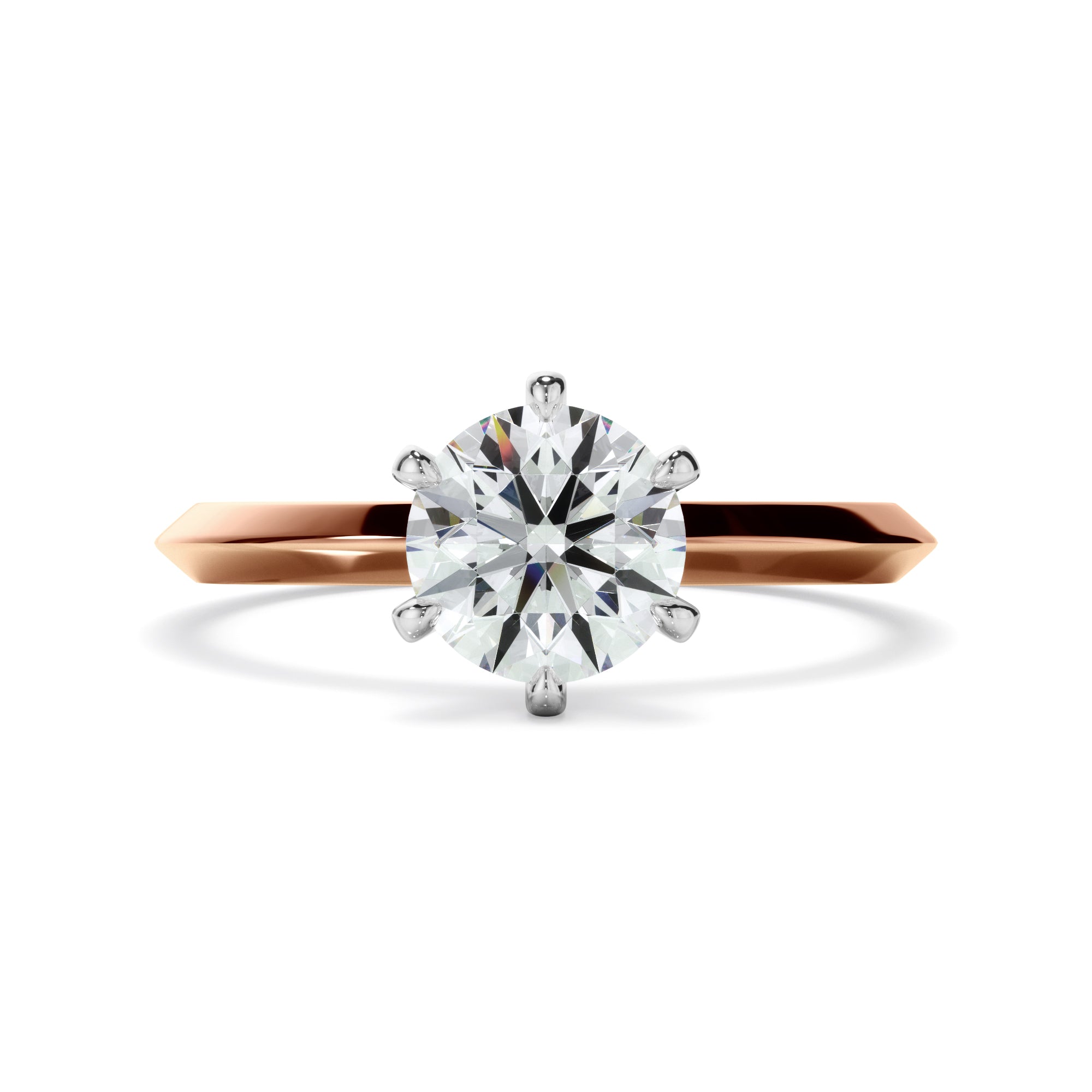 Eloise - Round Brilliant Cut Diamond Solitaire Knife Edge Engagement Ring