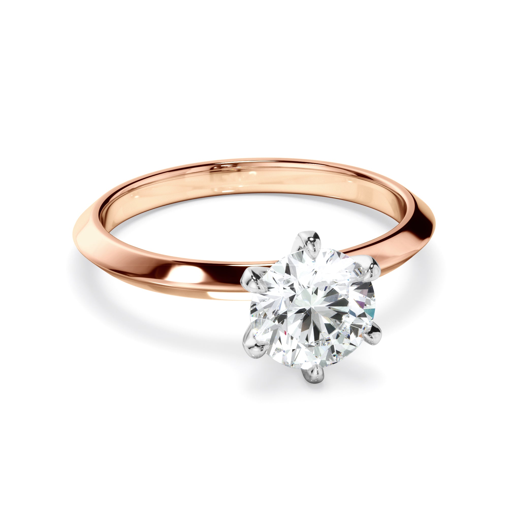 Eloise - Round Brilliant Cut Diamond Solitaire Knife Edge Engagement Ring