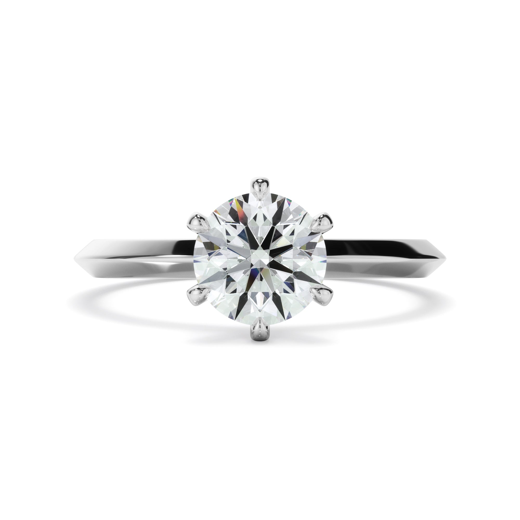 Eloise - Round Brilliant Cut Diamond Solitaire Knife Edge Engagement Ring