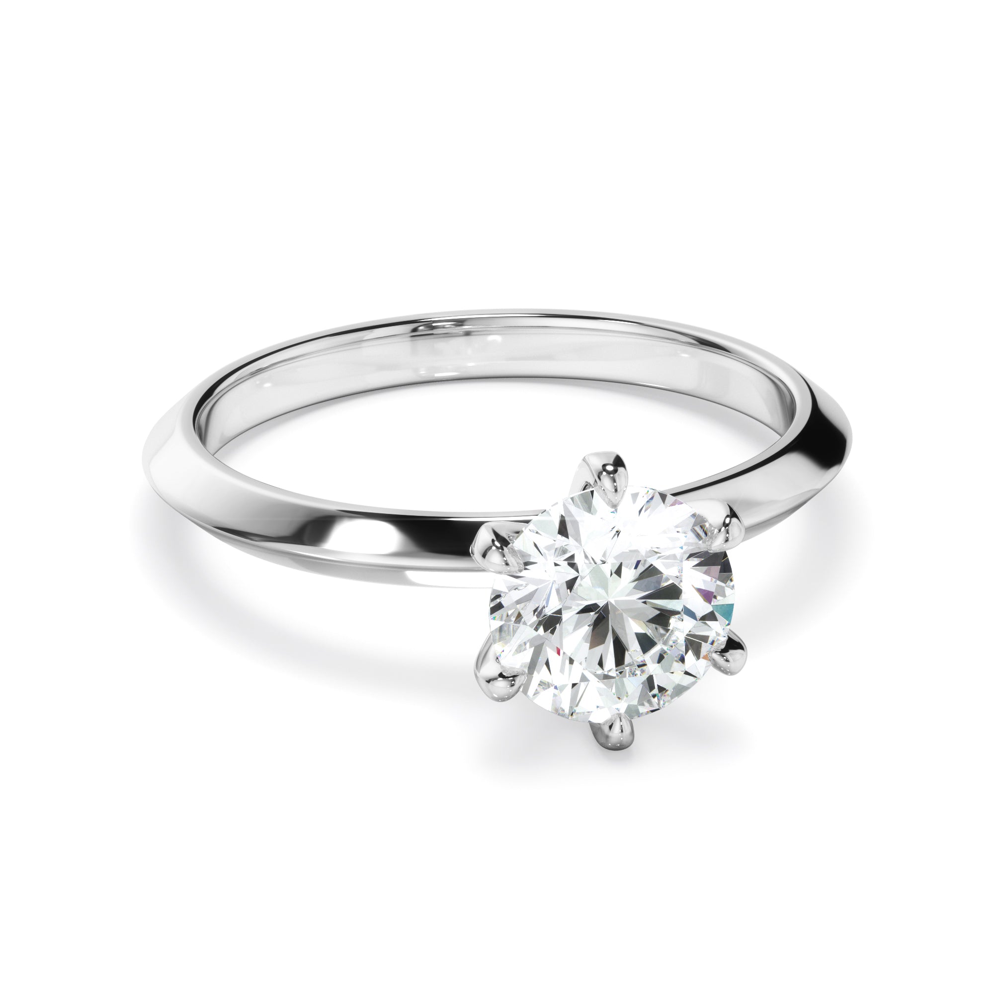 Eloise - Round Brilliant Cut Diamond Solitaire Knife Edge Engagement Ring