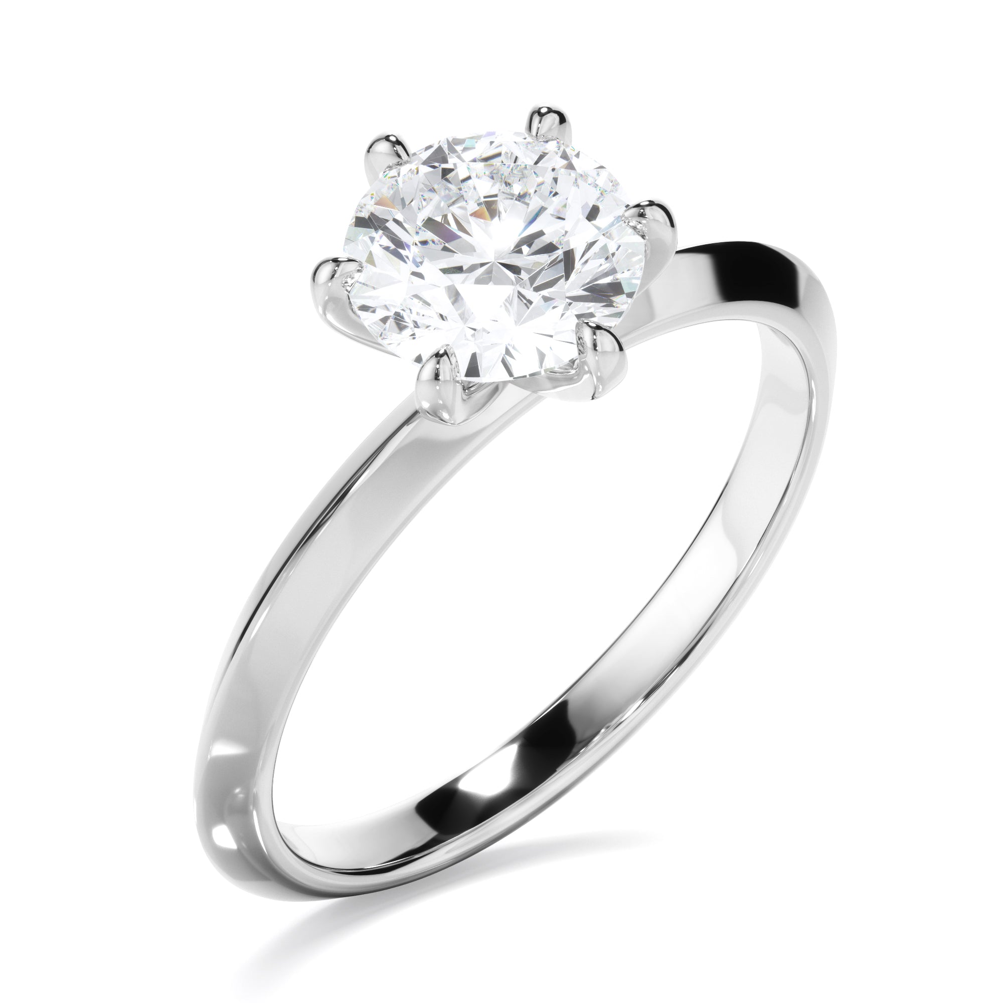 Eloise - Round Brilliant Cut Diamond Solitaire Knife Edge Engagement Ring