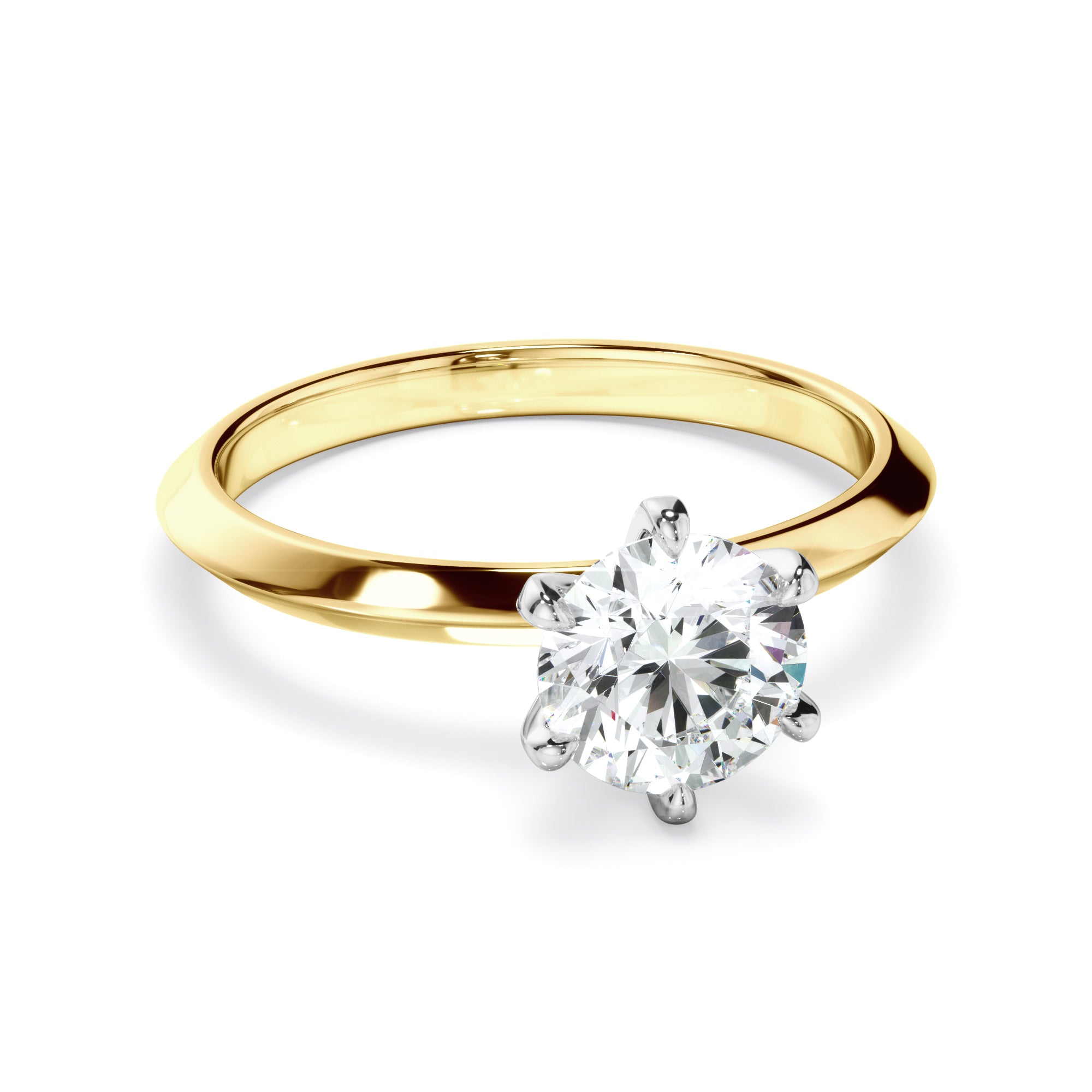 Eloise - Round Brilliant Cut Diamond Solitaire Knife Edge Engagement Ring