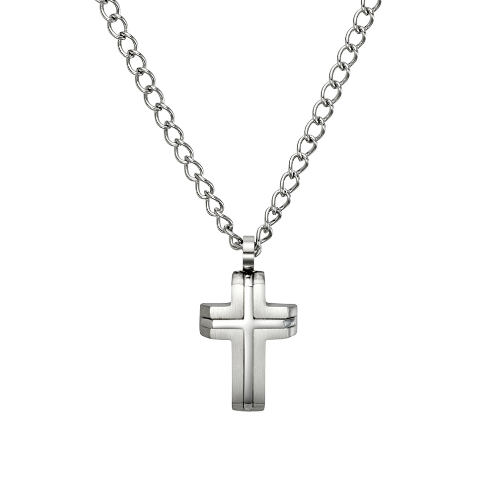 Sterling Silver Cross Curb Chain Necklace