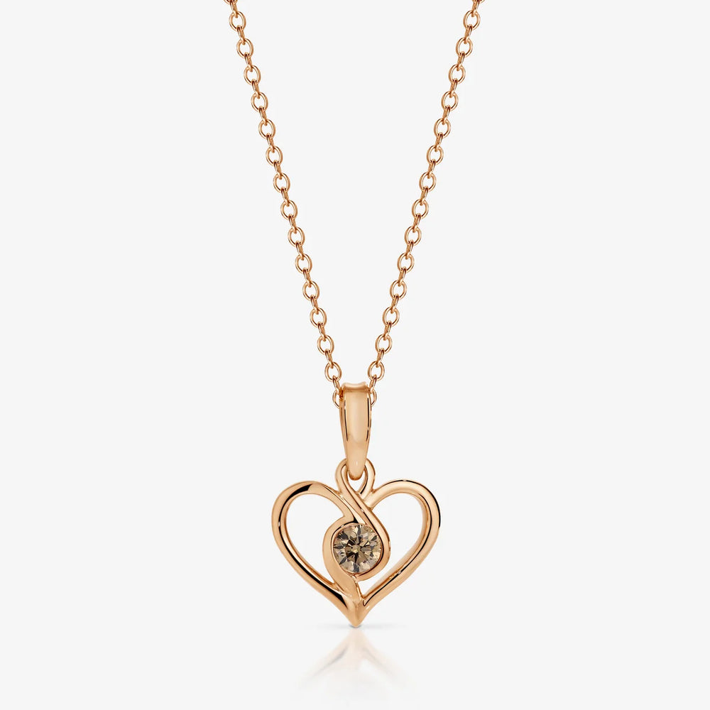 9ct Rose Gold Chocolate Diamond 'Infinity Heart' Pendant Necklace