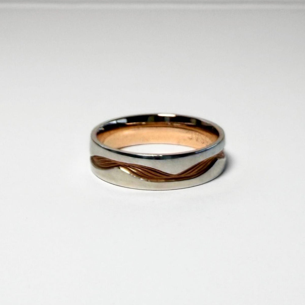 Hudson 9ct Two-Tone Rose Gold & White Gold Wave Ring (Size W)