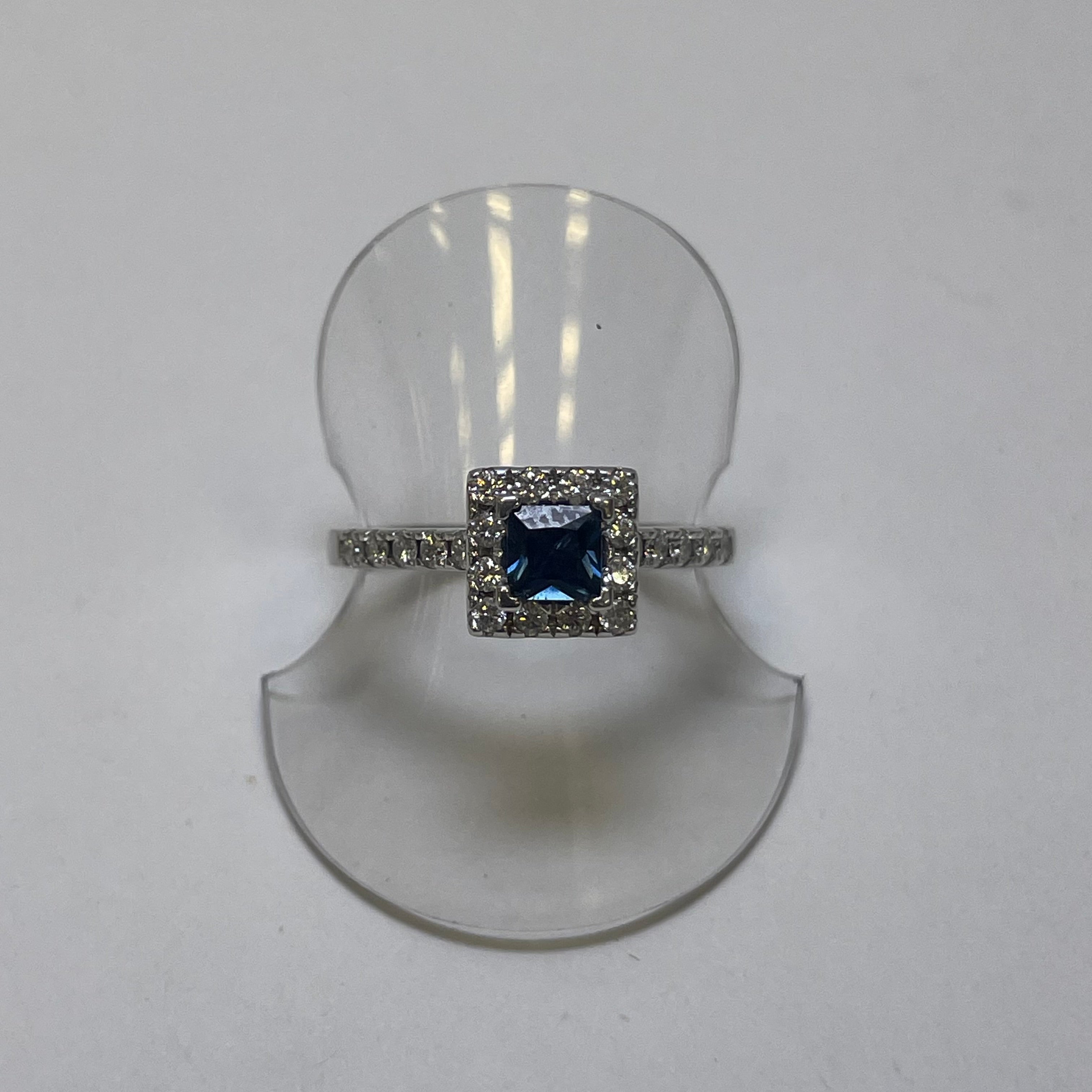Angelique 9ct White Gold Sapphire Diamond Ring (Size L)