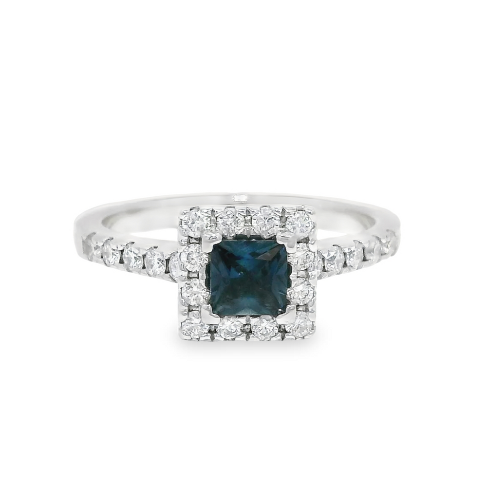 Angelique 9ct White Gold Sapphire Diamond Ring (Size L)