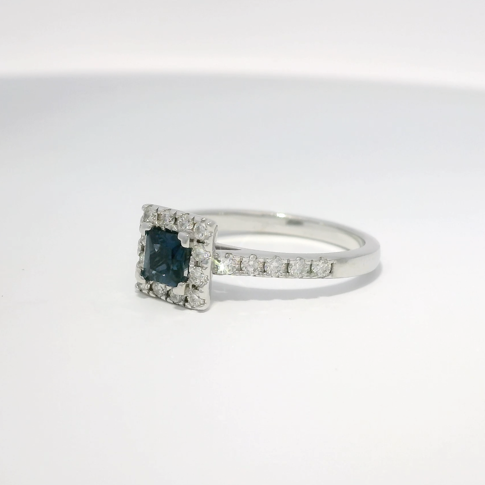 Angelique 9ct White Gold Sapphire Diamond Ring (Size L)
