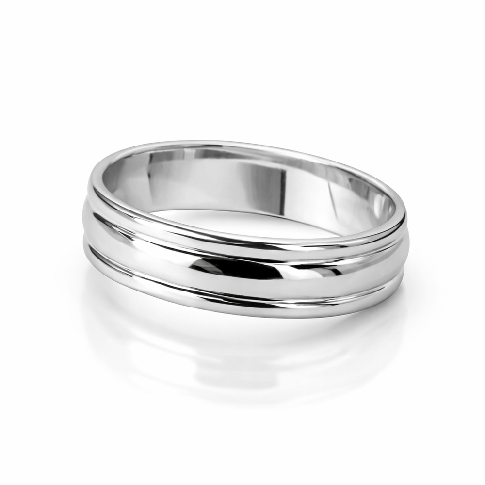 Noah 9ct White Gold Rolled Edge Mens Ring (Size W 1/2)