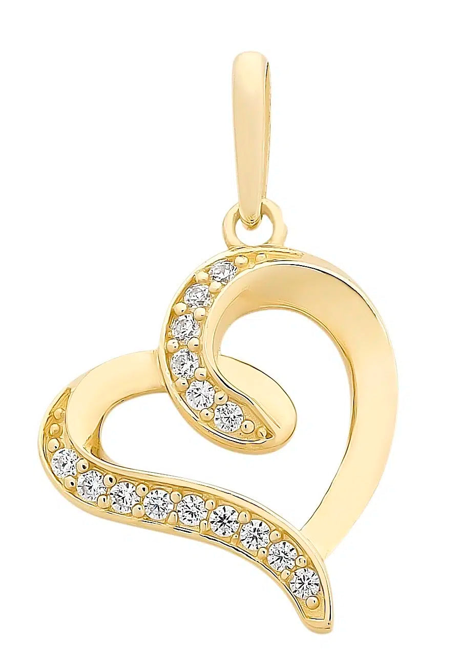 9ct Gold Cubic Zirconia Heart Pendant