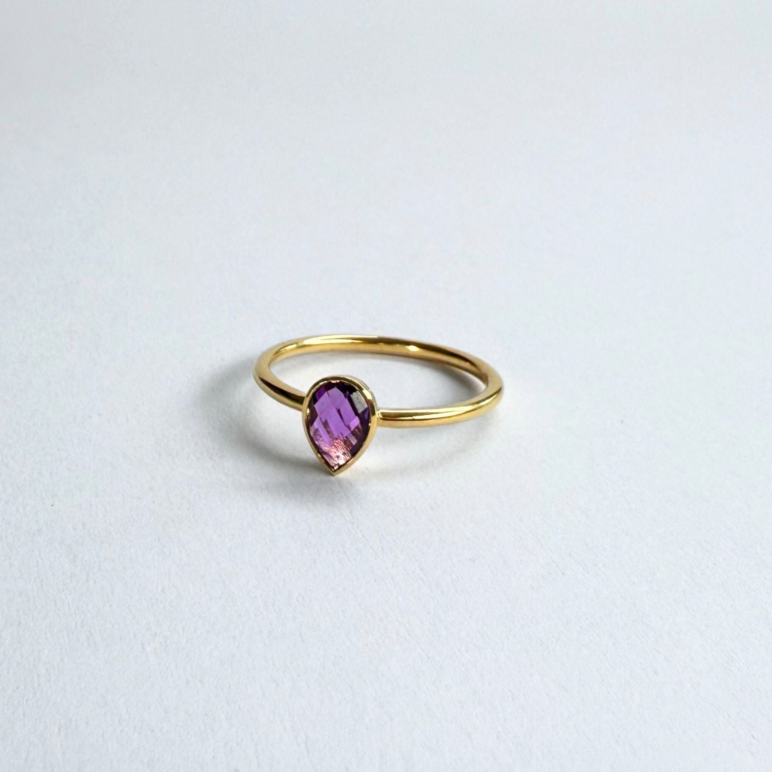 Pear Amethyst Gold Ring