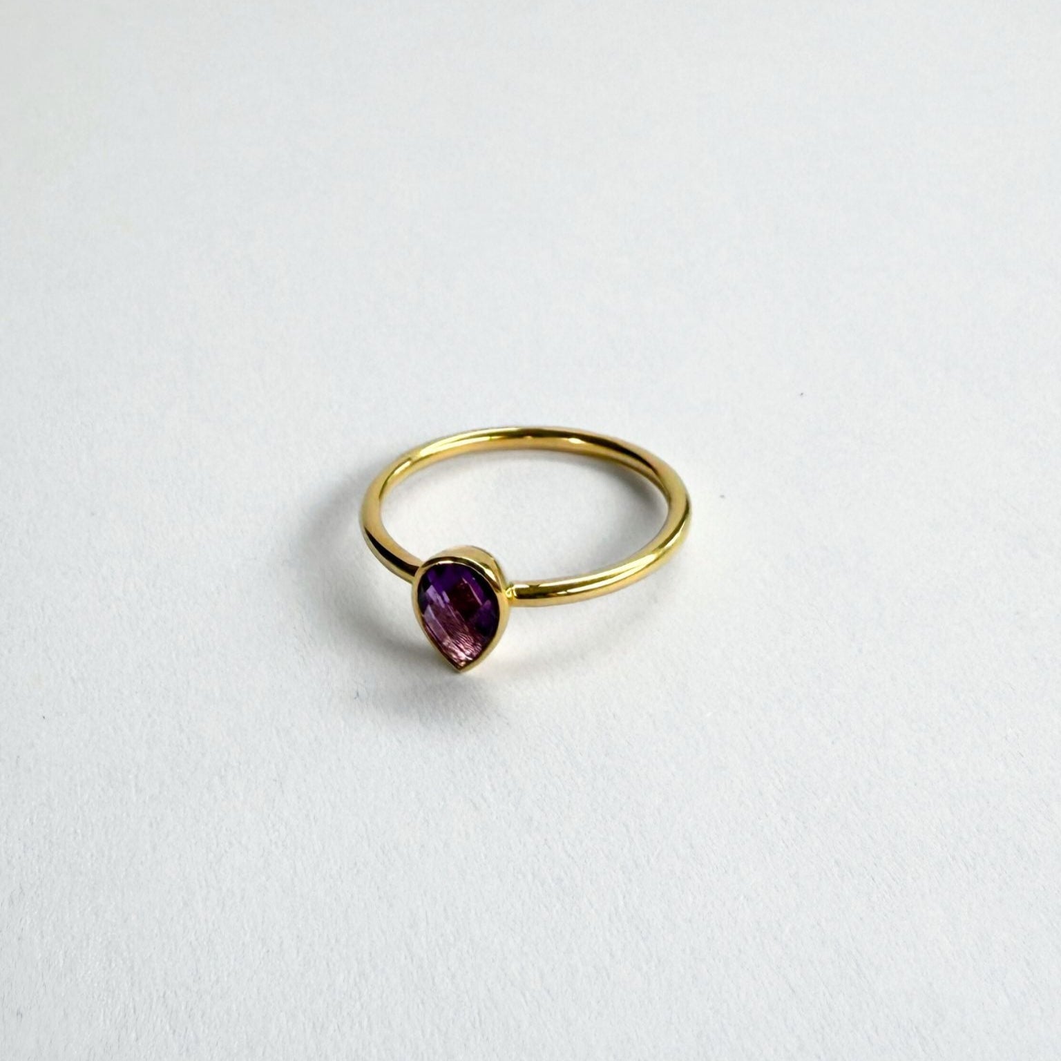 Pear Amethyst Gold Ring