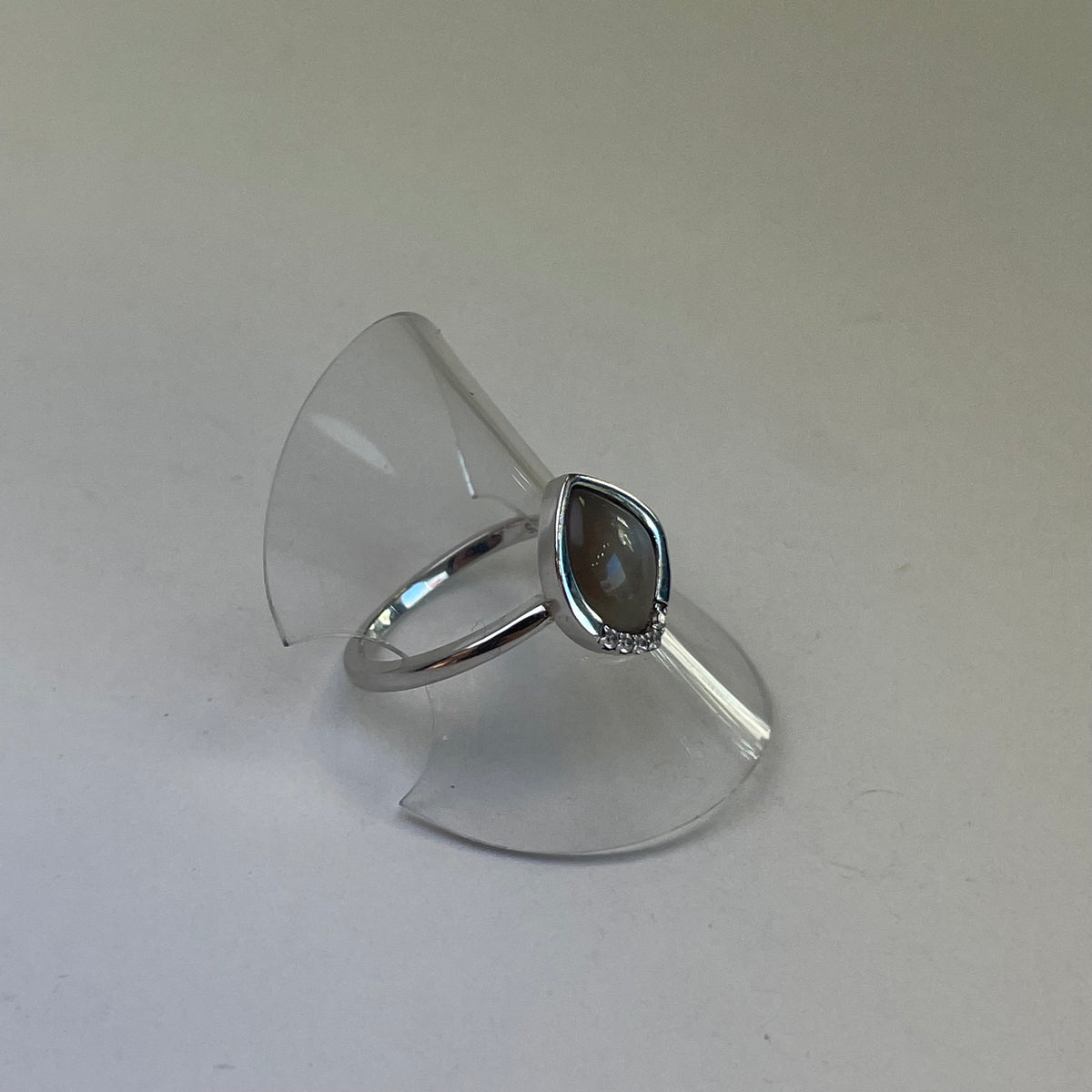 Manon Catseye Quartz CZ Sterling Silver Ring (Size L)