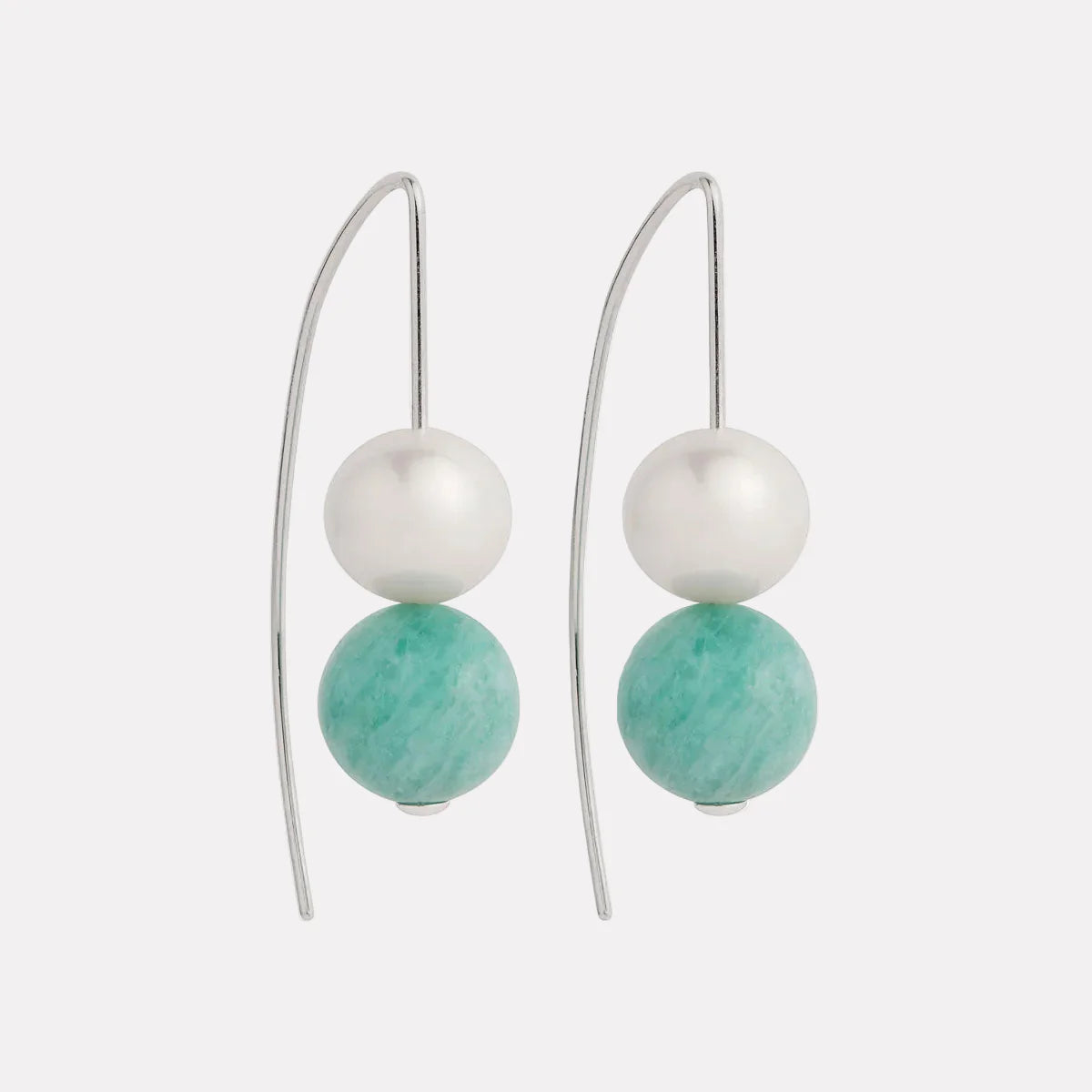 Amazonite & Pearl Beaded Earrings