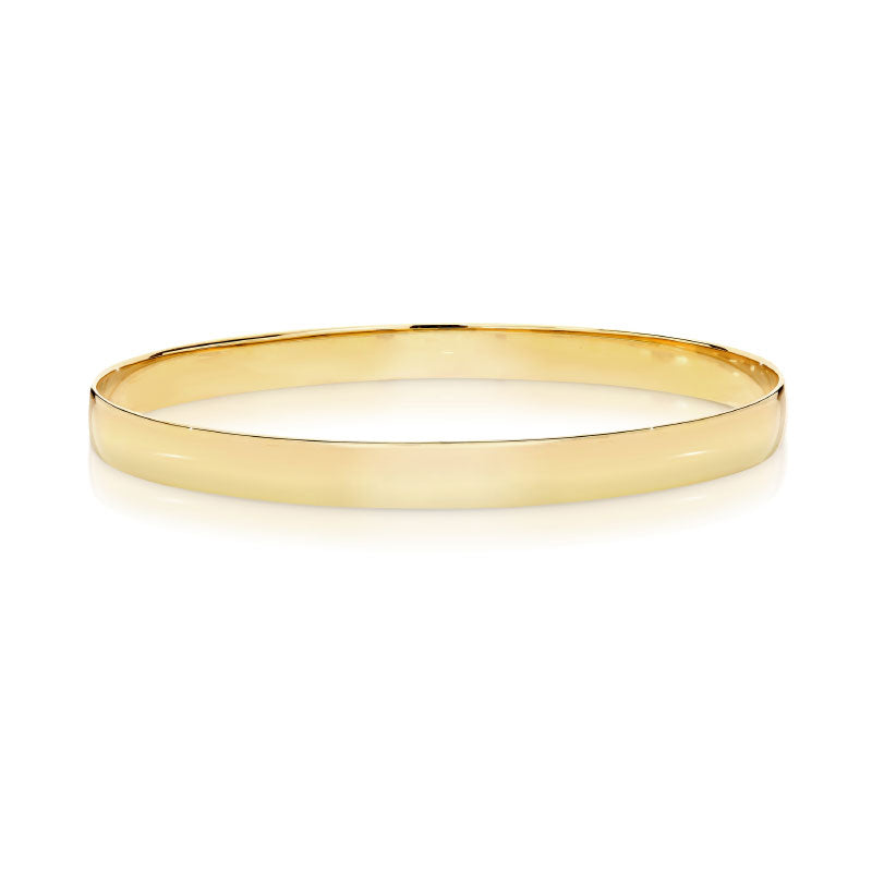 9ct Gold Wide Half Round Golf Bangle (6mm)