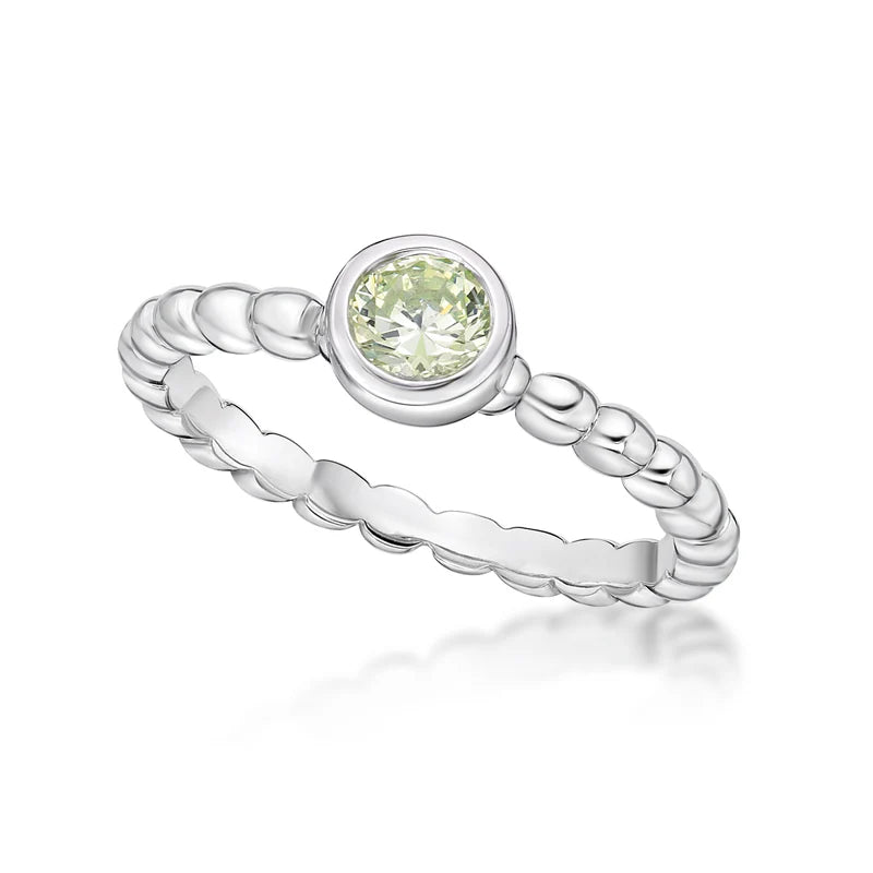 Bezel Set August Birthstone Bubble Band Sterling Silver Ring (Size L 1/2)
