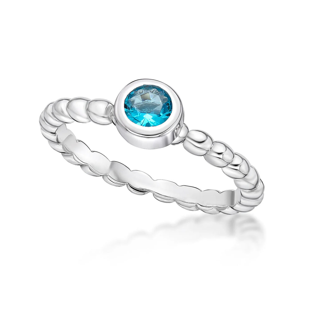 Bezel Set December Birthstone Bubble Band Sterling Silver Ring