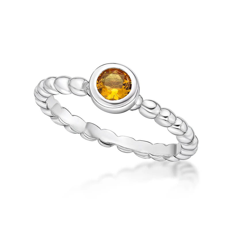 Bezel Set November Birthstone Bubble Band Sterling Silver Ring (Size J)