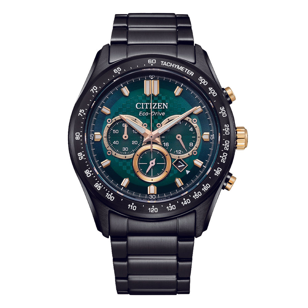 Citizen Mens Green Dial Chronograph Black Watch