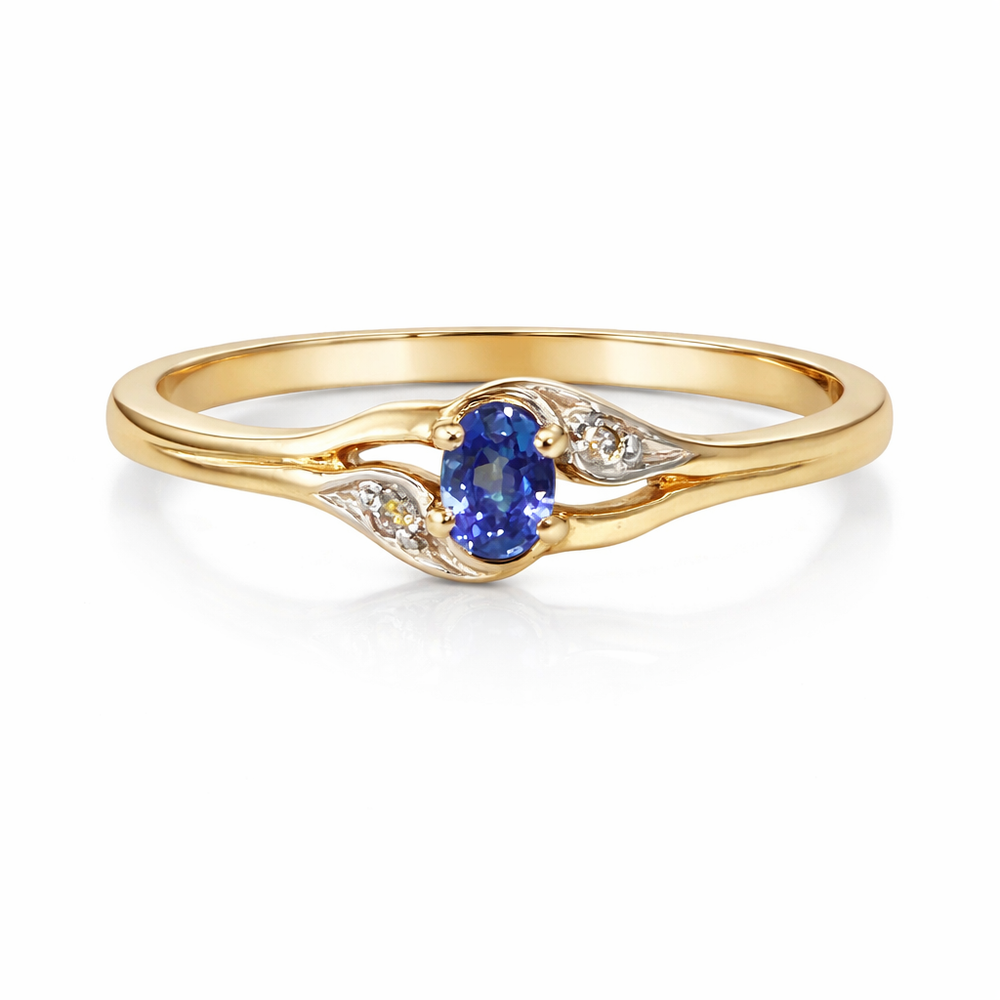Bridgette Ceylon Sapphire & Diamond 9ct Gold Ring (Size N)