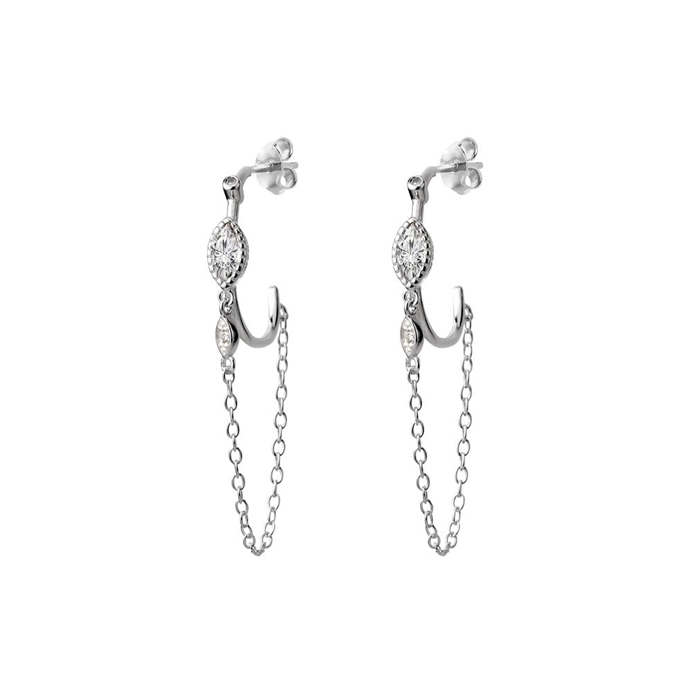 Chain Reaction Marquise CZ Stud Back Earrings