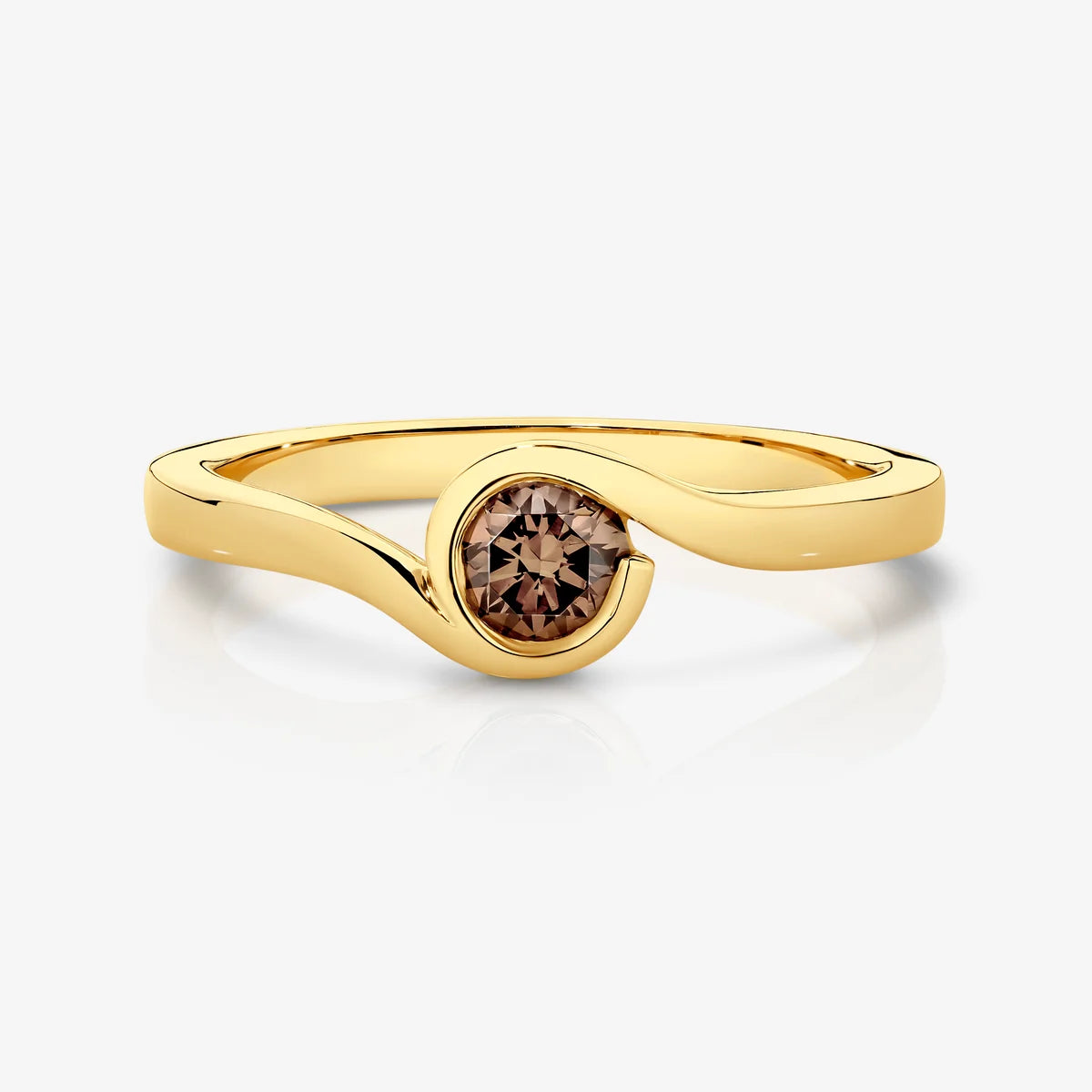 'Champagne Pools' 18ct Yellow Gold Round Chocolate Diamond Ring