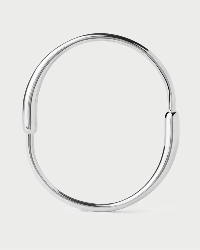 Chasti Rhodium Plated Hinged Bangle