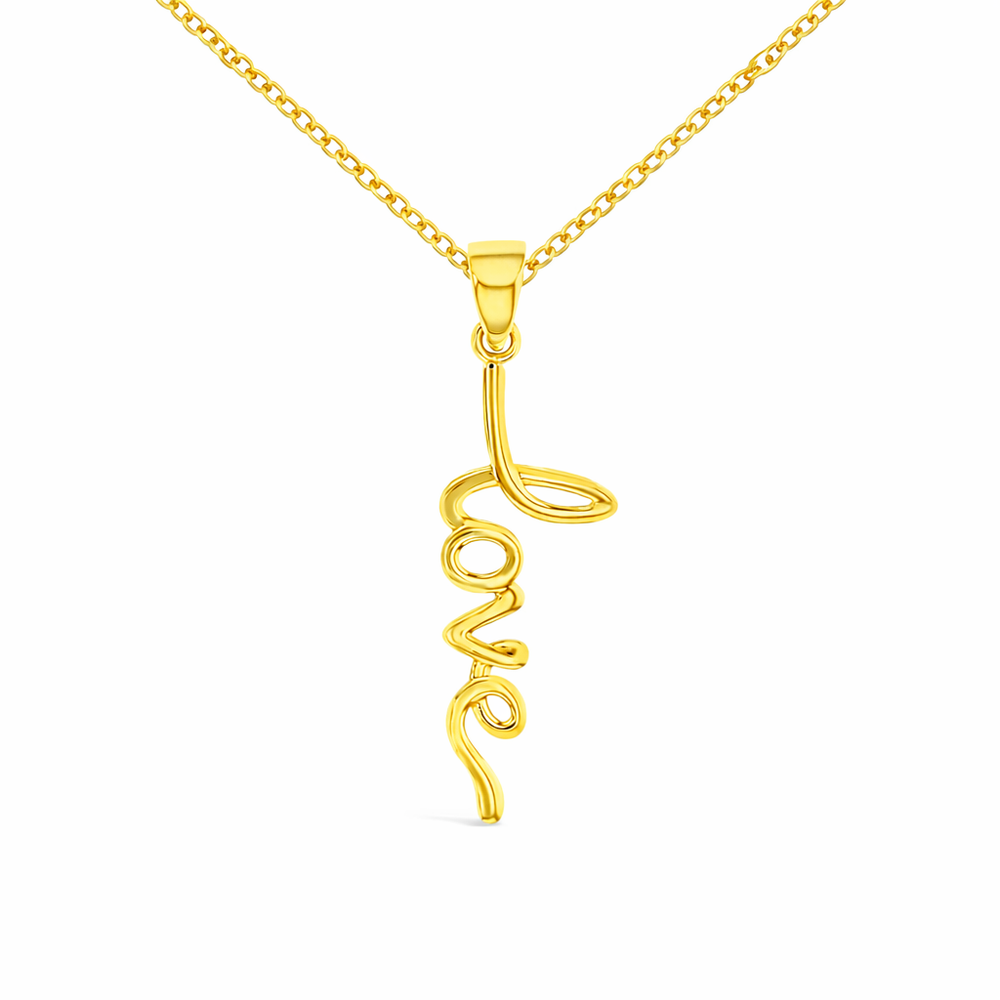 9ct Yellow Gold “Love” Drop Pendant