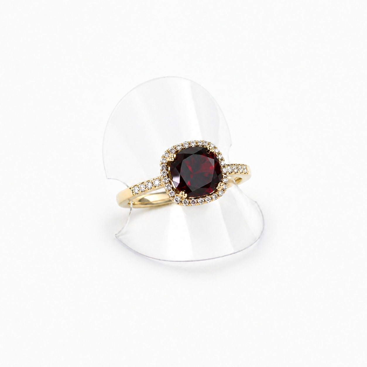Alexandra Diamond Halo Garnet 9ct Gold Ring (Size N)
