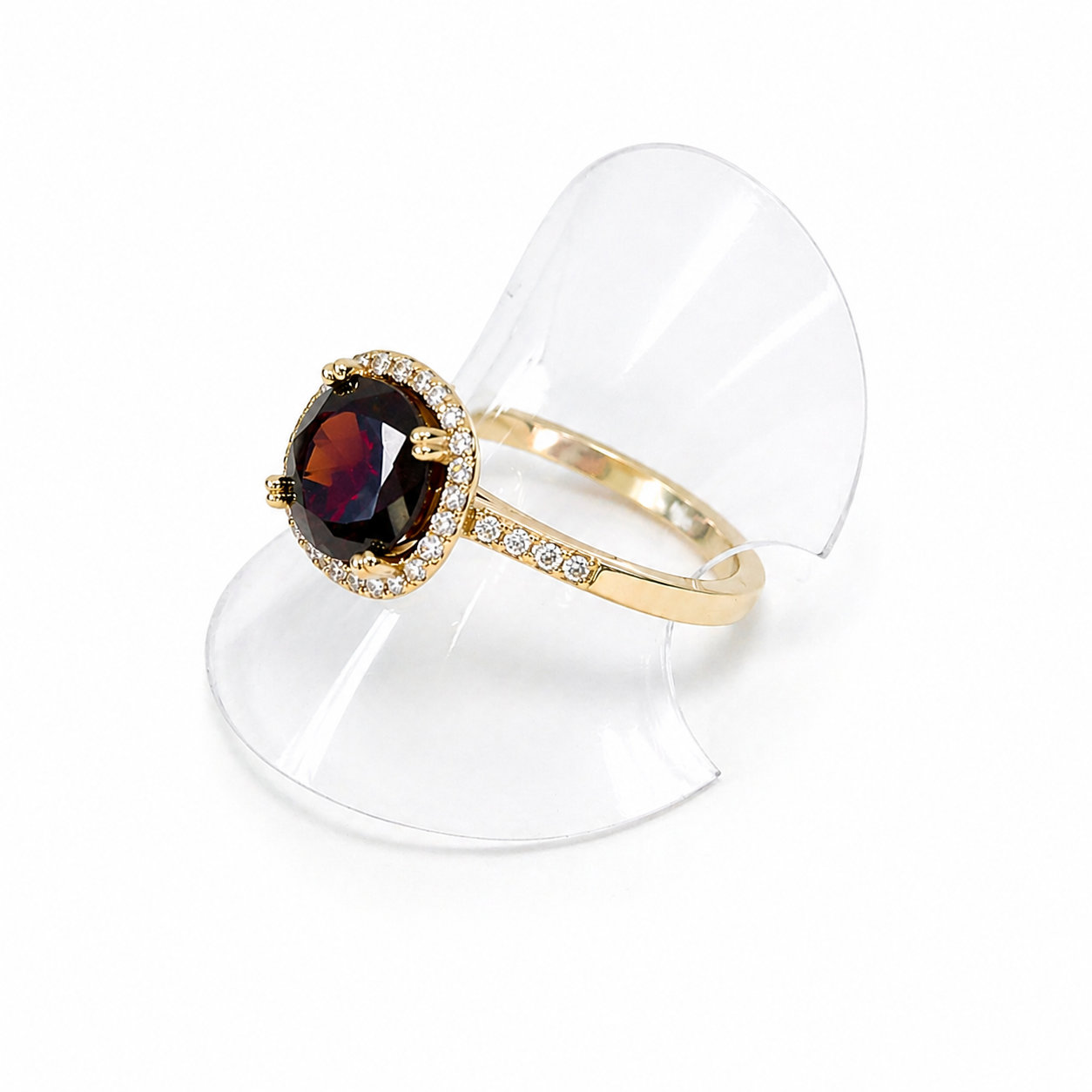 Alexandra Diamond Halo Garnet 9ct Gold Ring (Size N)