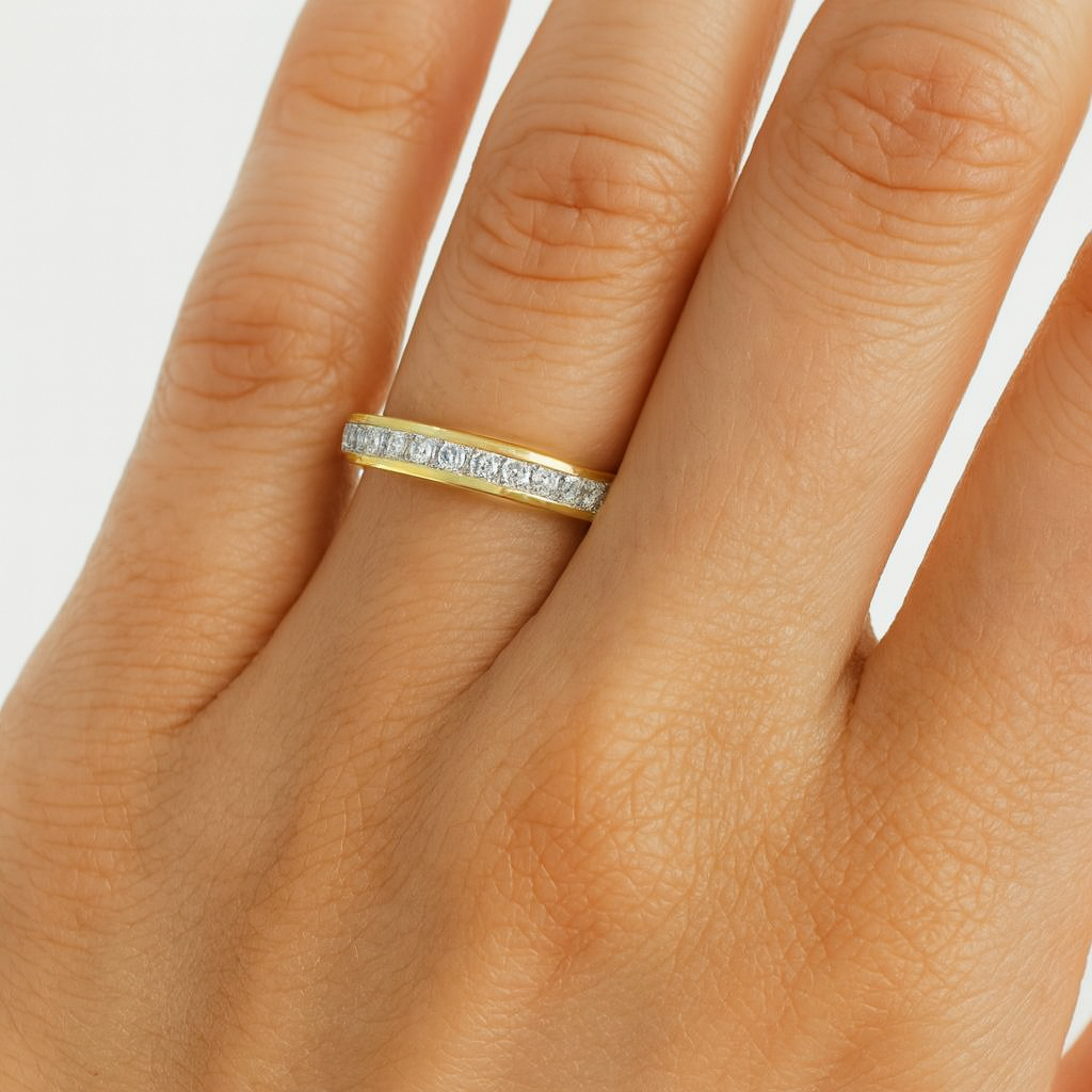 Channel Set Diamond Wedding Band (Yellow Gold)