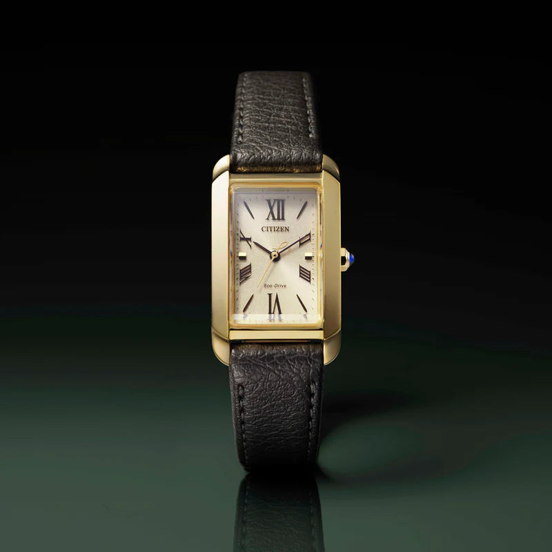 Citizen Ladies Champagne Dial Leather Eco-Drive Solar Watch