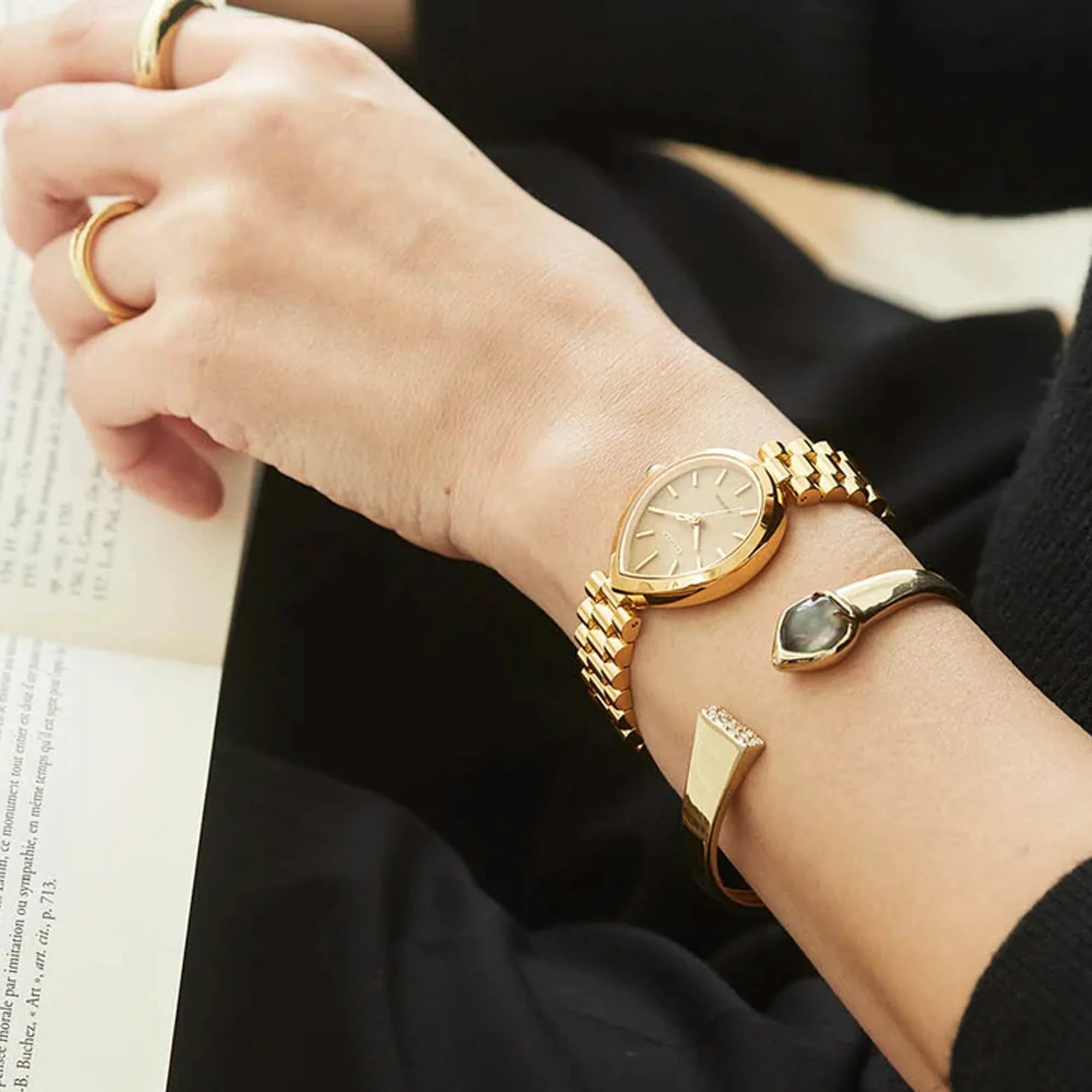 Citizen Ladies Teadrop Shape Gold Eco-Drive Solar Dress Watch