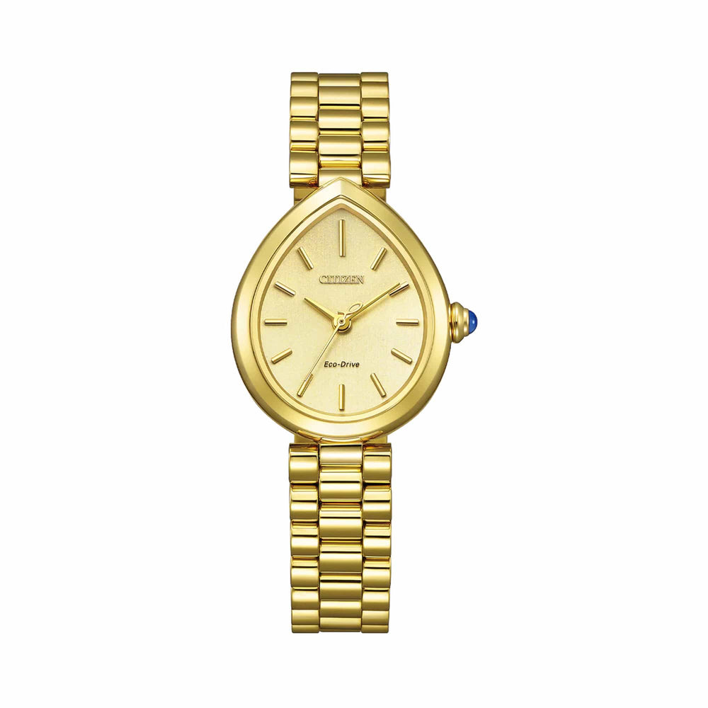 Citizen Ladies Teadrop Shape Gold Eco-Drive Solar Dress Watch