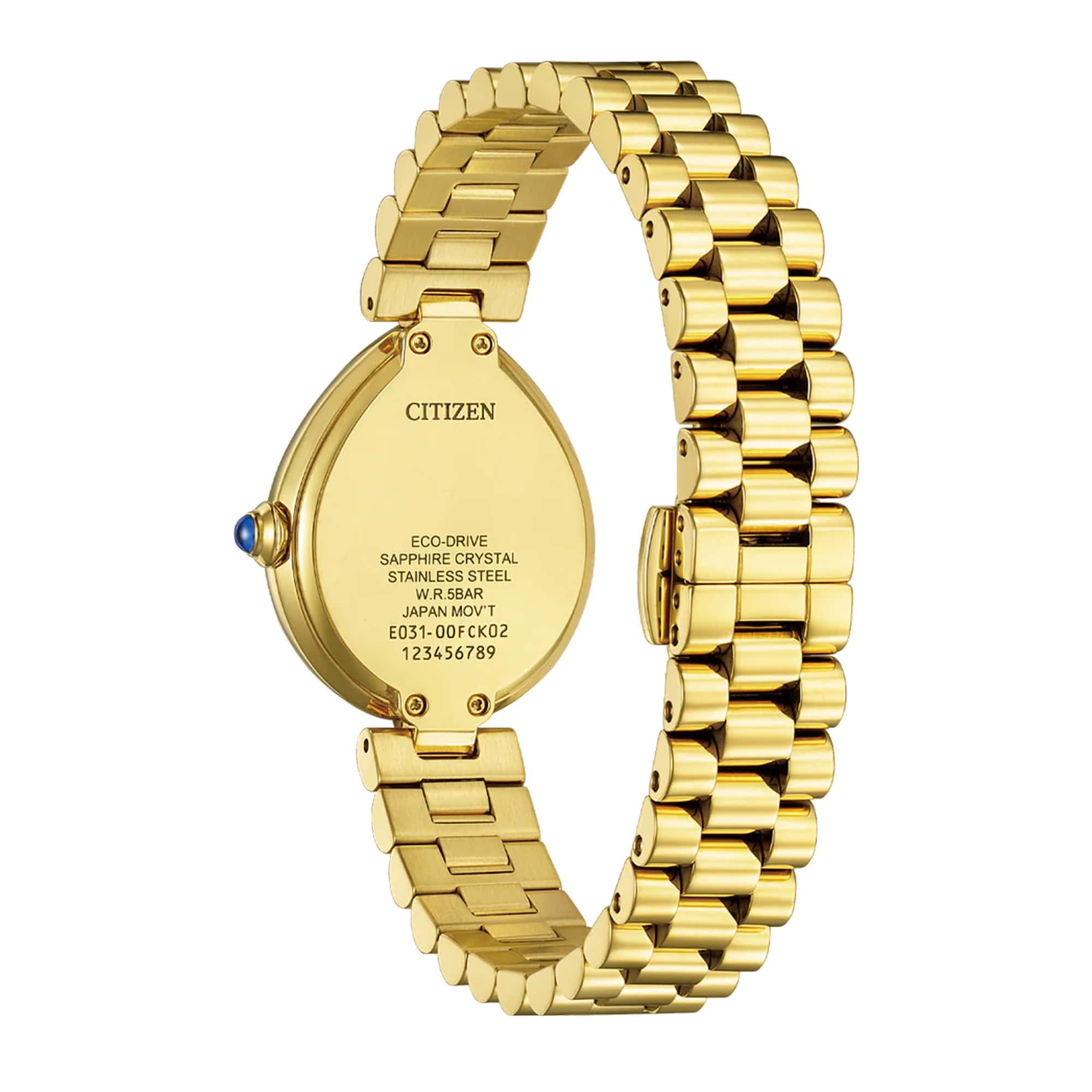 Citizen Ladies Teadrop Shape Gold Eco-Drive Solar Dress Watch