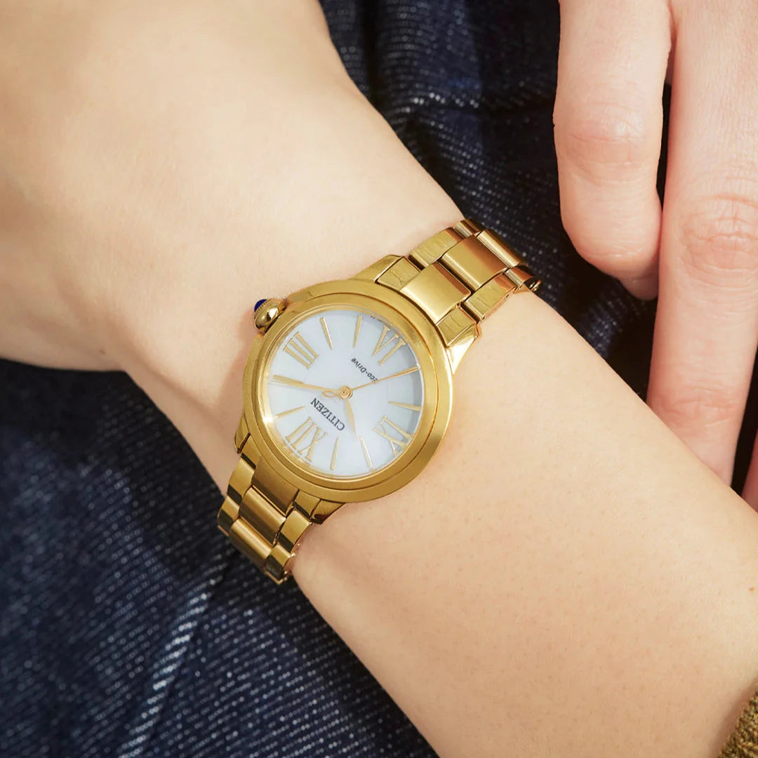 Citizen Eco-Drive Ceci Gold Tone White Dial Ladies Dress Watch