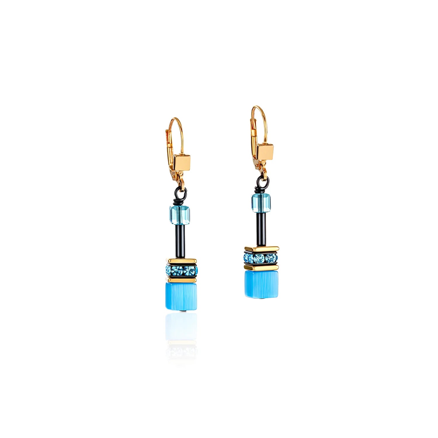 Coeur De Lion - GeoCube RAINBOW Blue Drop Earrings