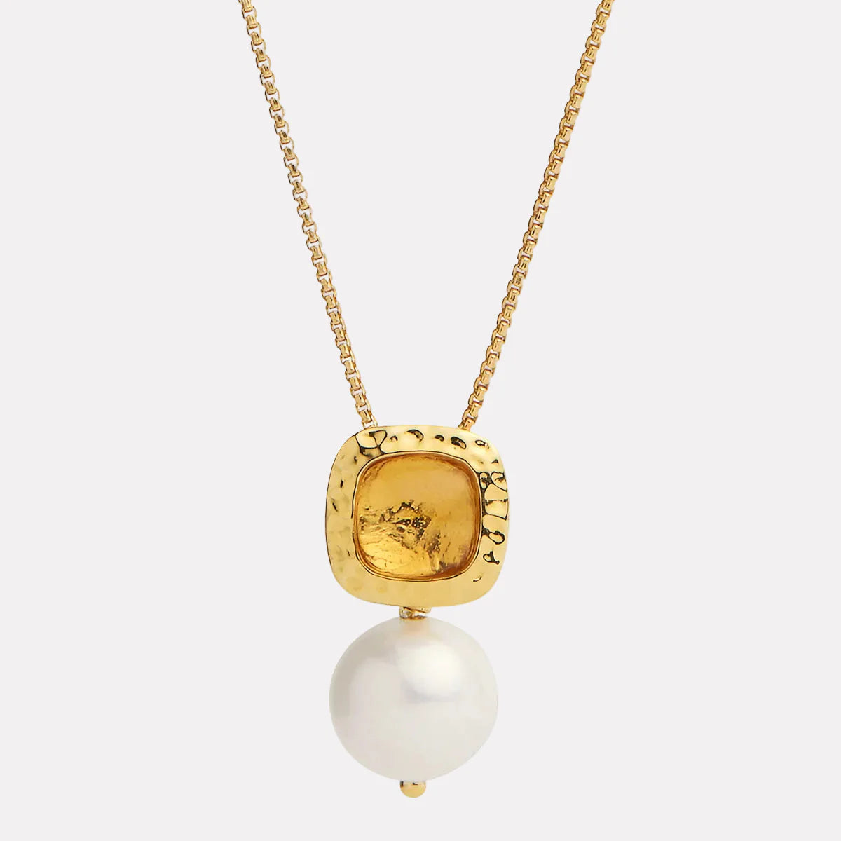 Coral Kiss Citrine & Pearl Pendant Necklace