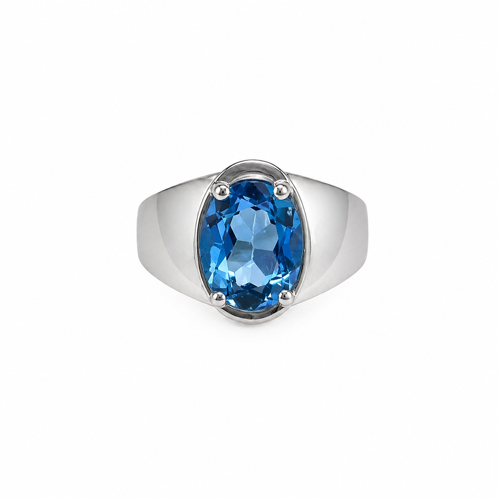 Cordelia Blue Topaz 9ct White Gold Ring (Size Q)