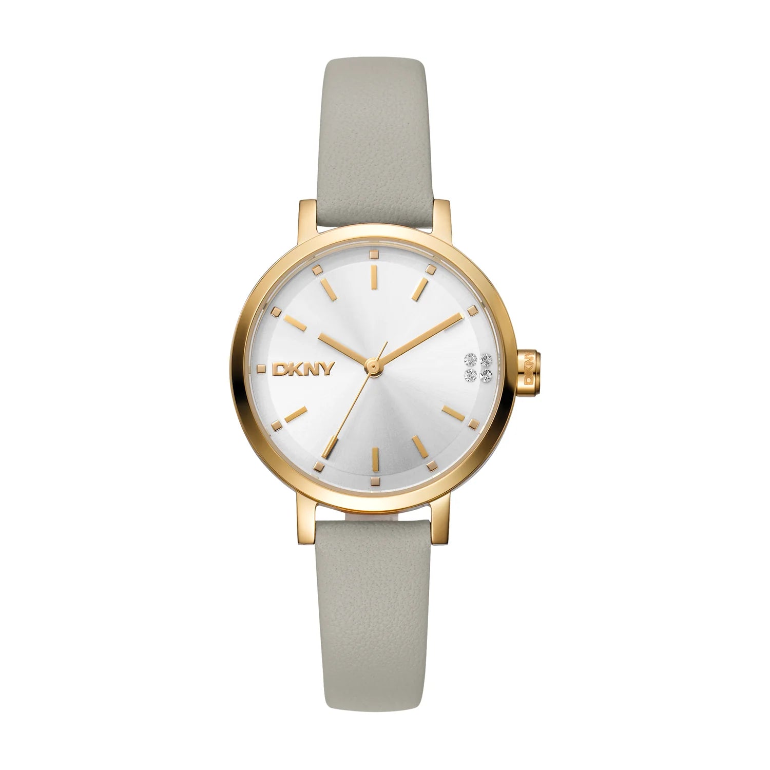 DKNY Soho Glitz Grey Leather Strap Ladies Watch