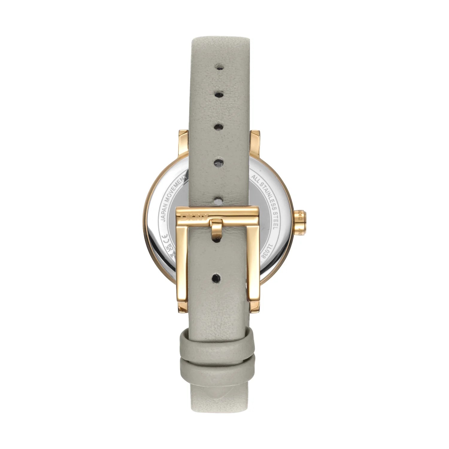 DKNY Soho Glitz Grey Leather Strap Ladies Watch