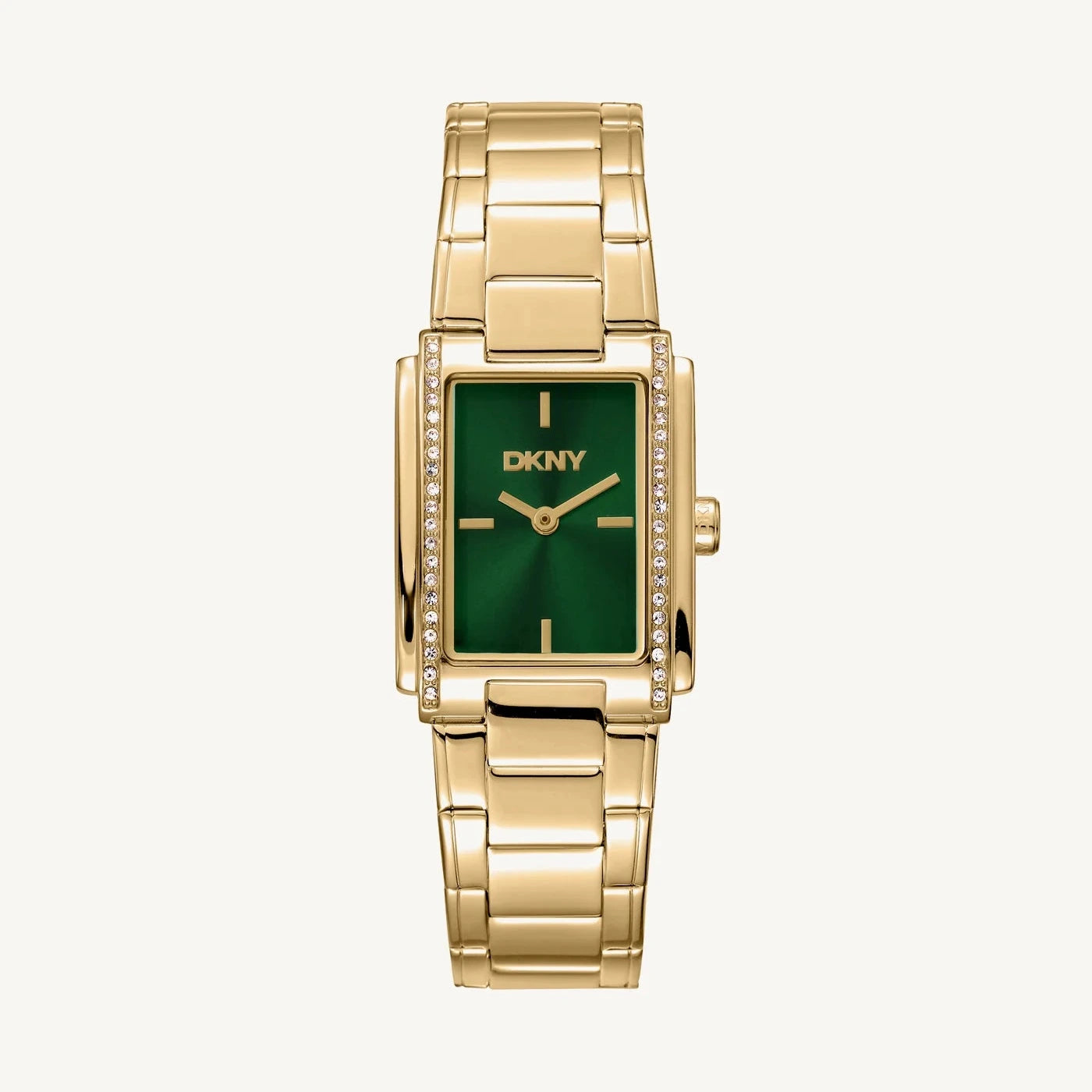 DKNY Stone Set Green Dial Gold Tone Ladies Watch