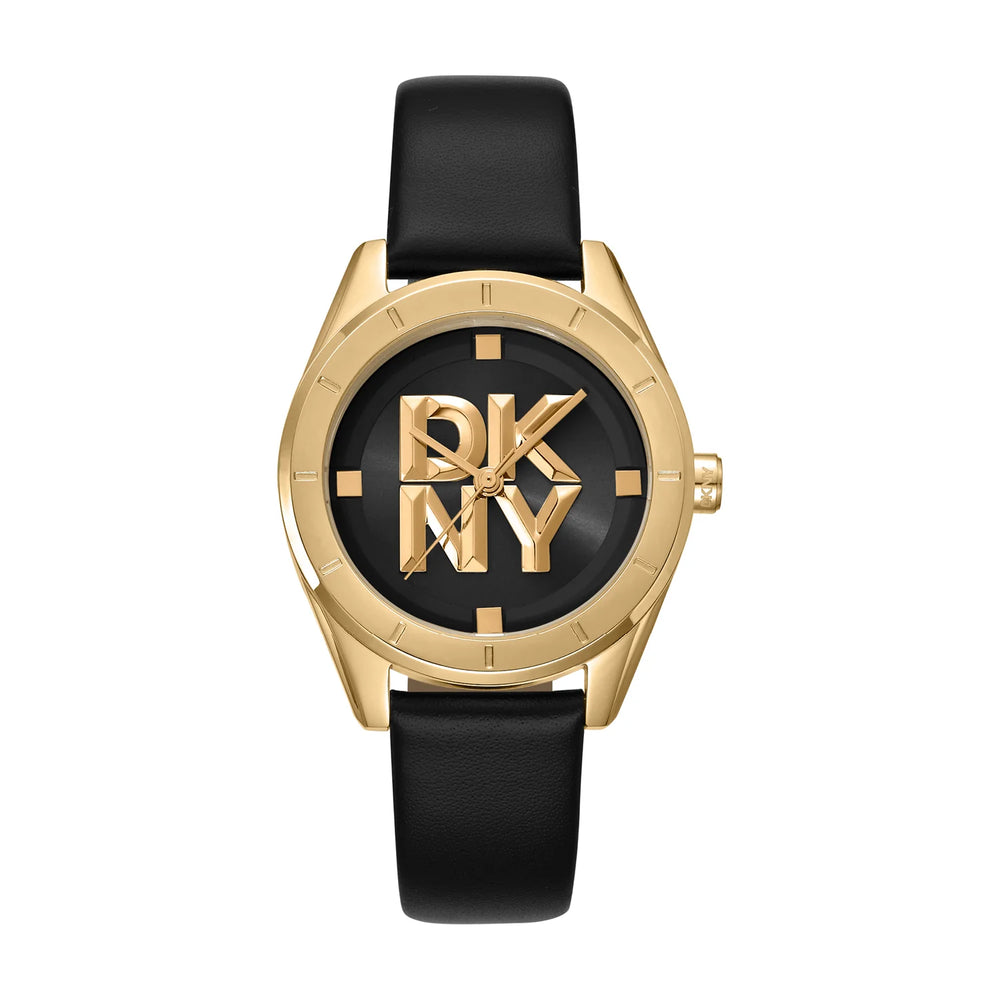 DKNY Chambers Midi Black Leather Strap Ladies Watch